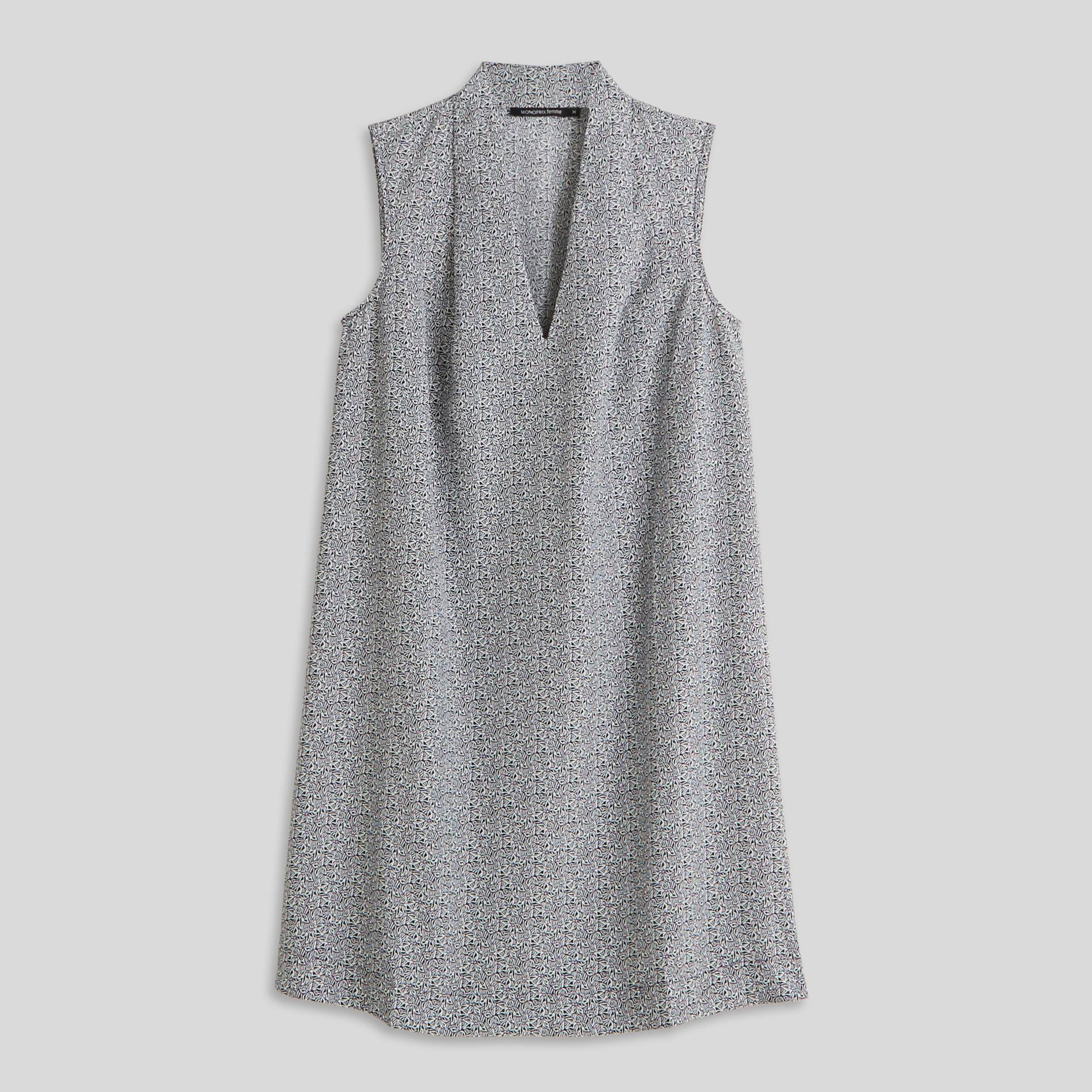 Robe sans manches imprimé floral, Bleu marine, large image number 2.0