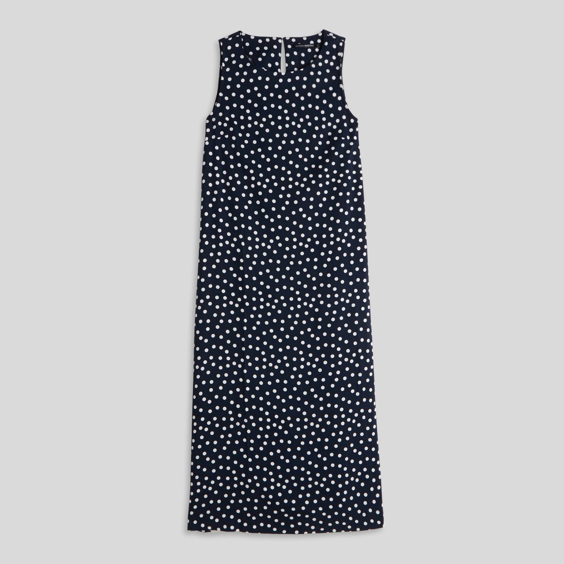 Robe longue sans manches à pois, Bleu marine, large image number 2