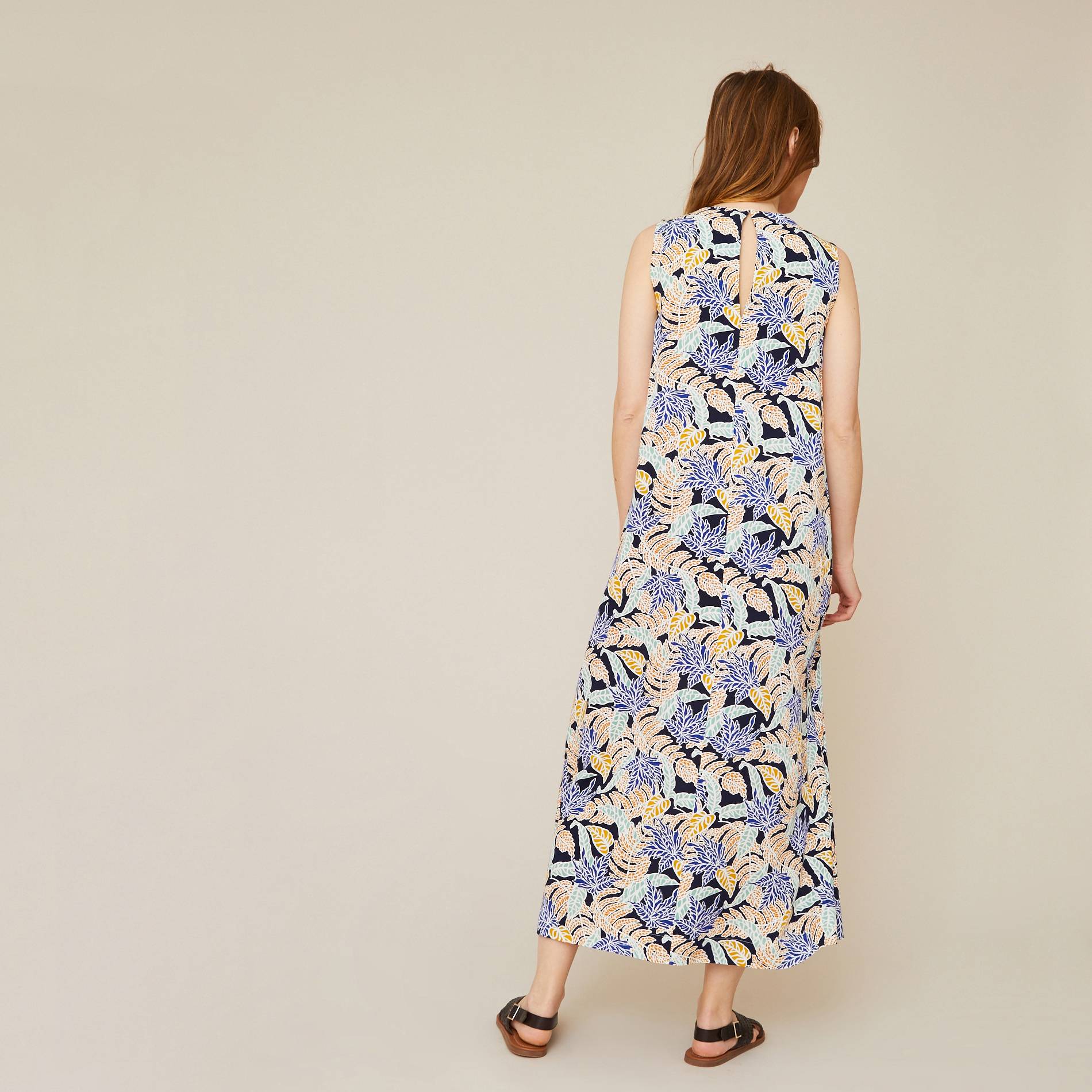 Robe longue sans manches imprimée, Bleu marine, large image number 1