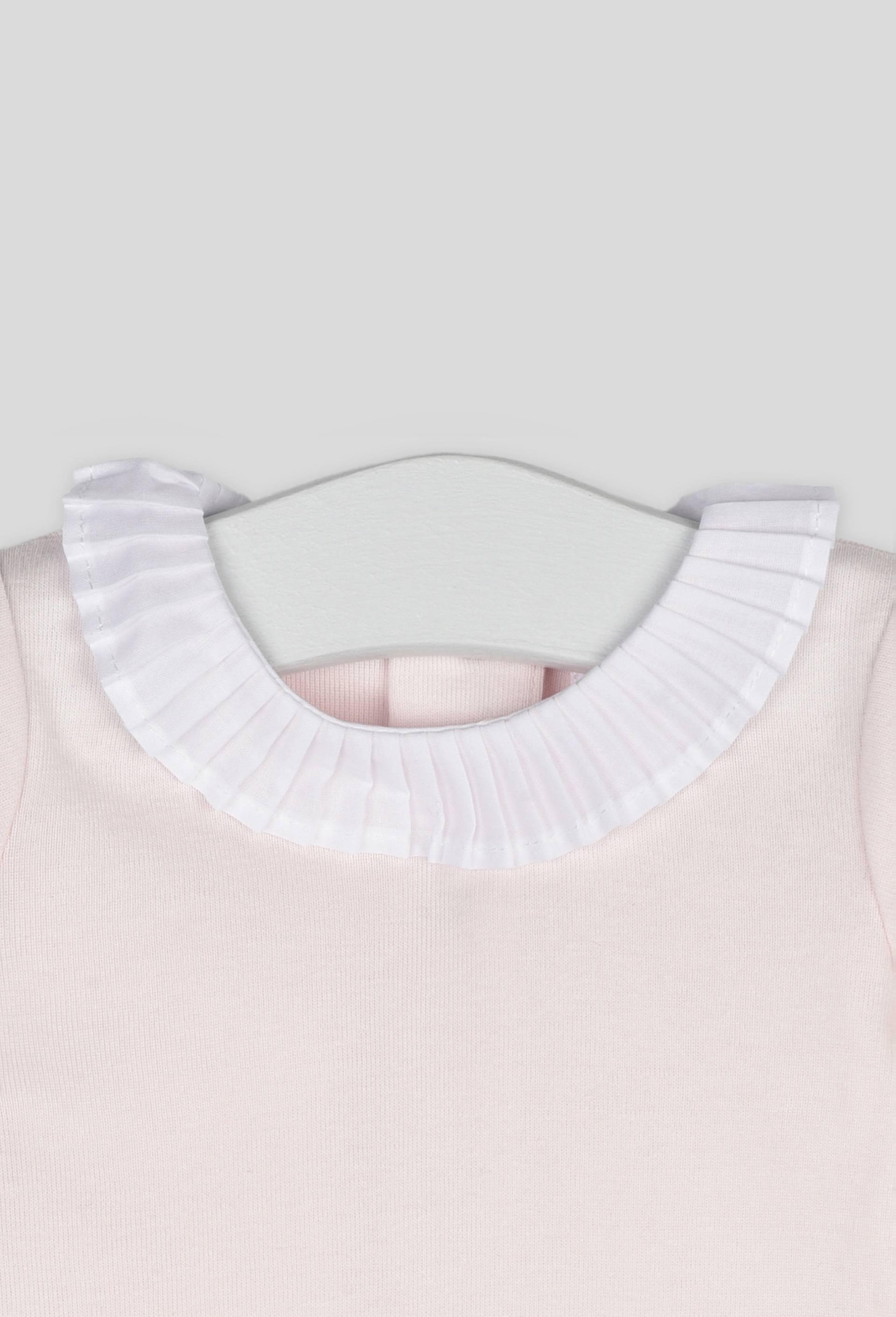 Body col plissé uni en coton, Rose clair, large image number 2.0
