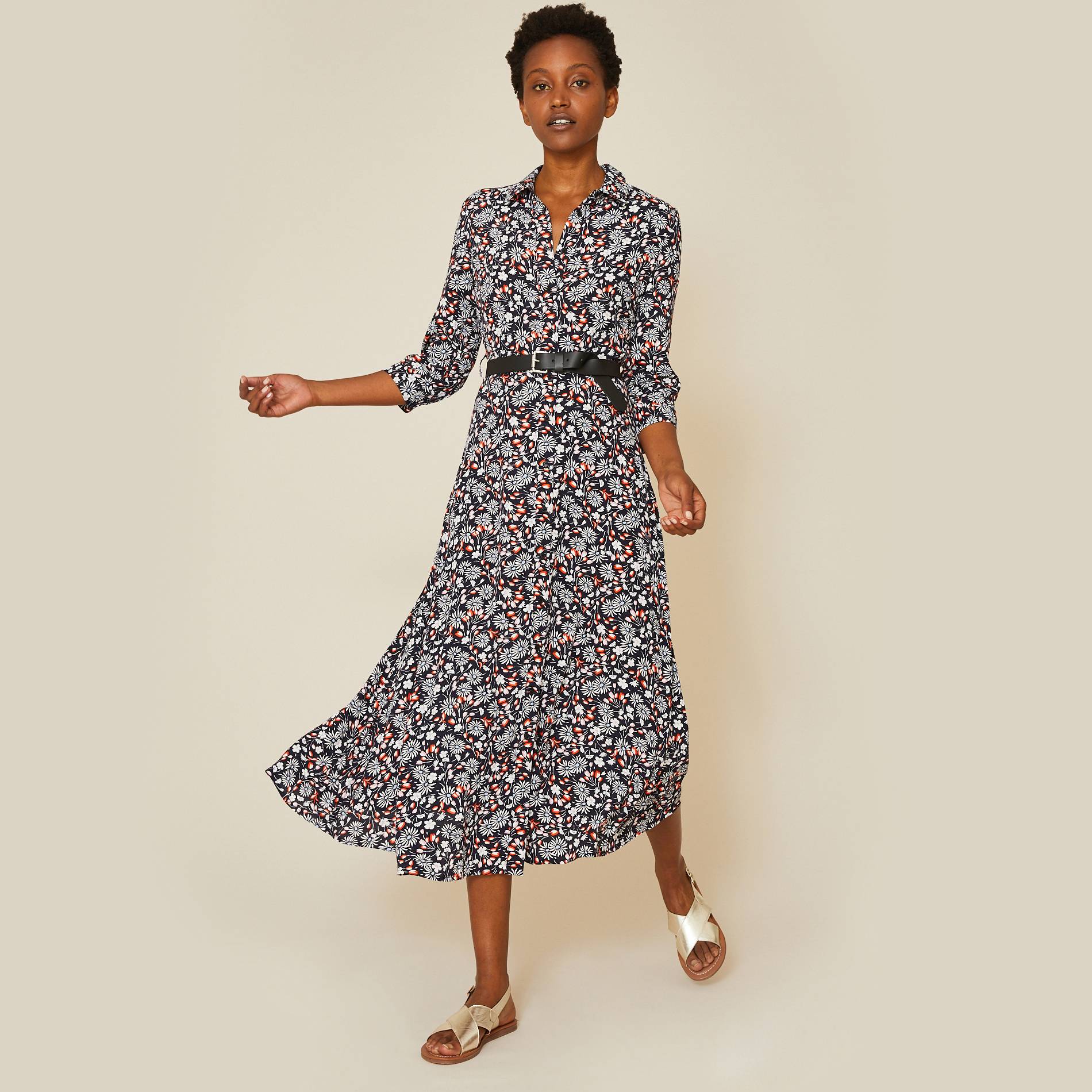 Robe chemise longue, Bleu marine, large image number 0