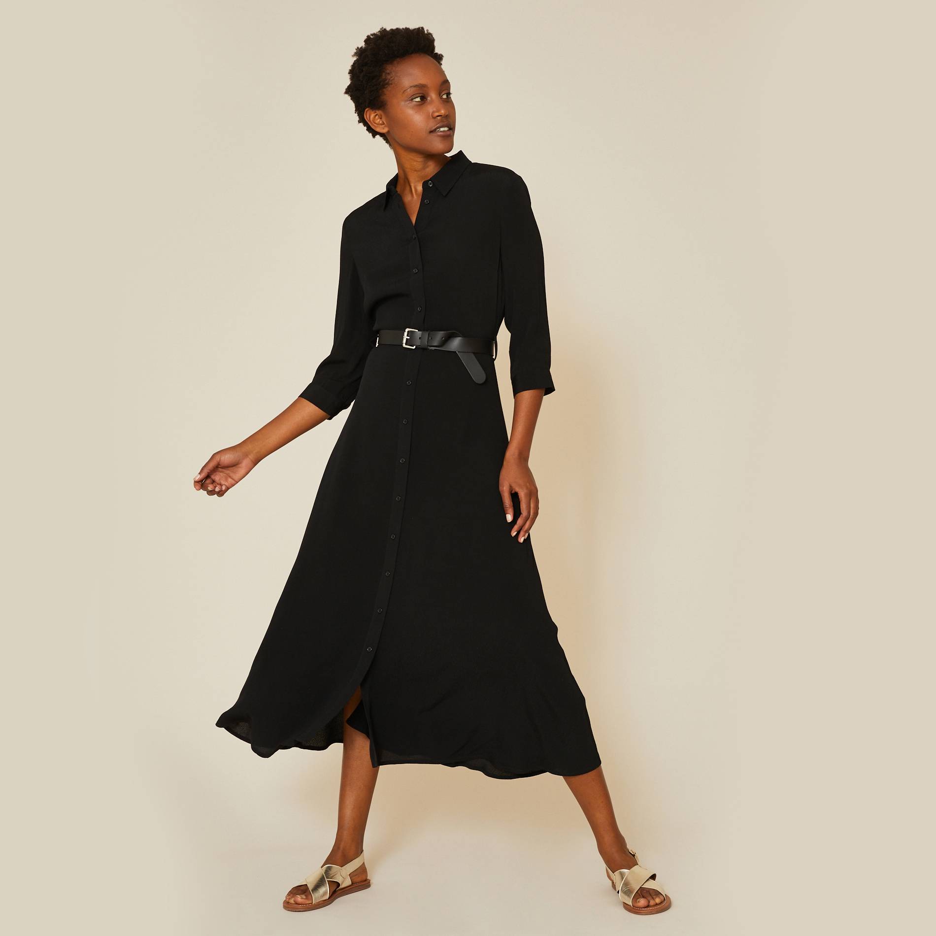 Chemise Longue Robe De Ville Longue Robe Chemise Lina Noir