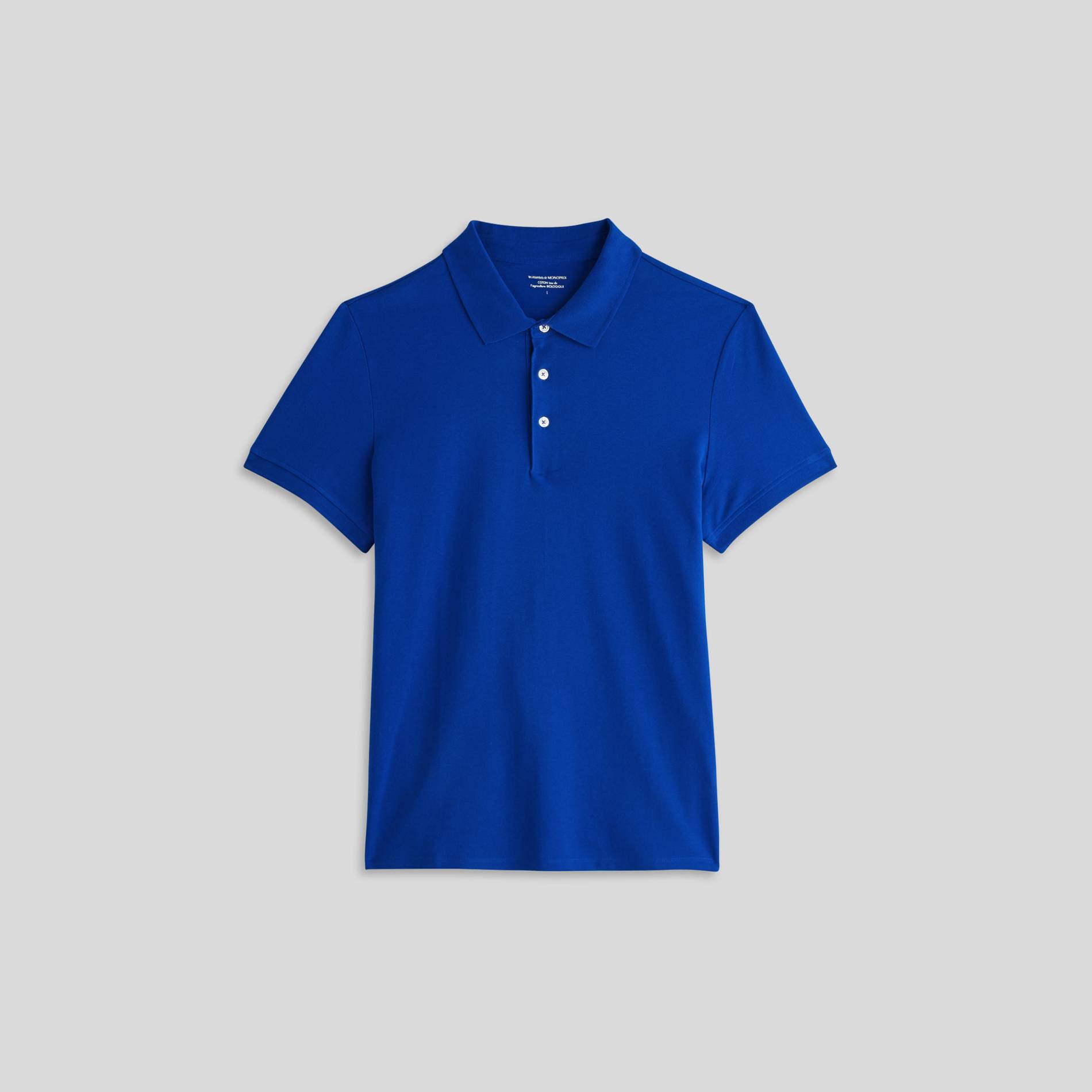 Polo piqué en coton BIO, Cobalt, large image number 2