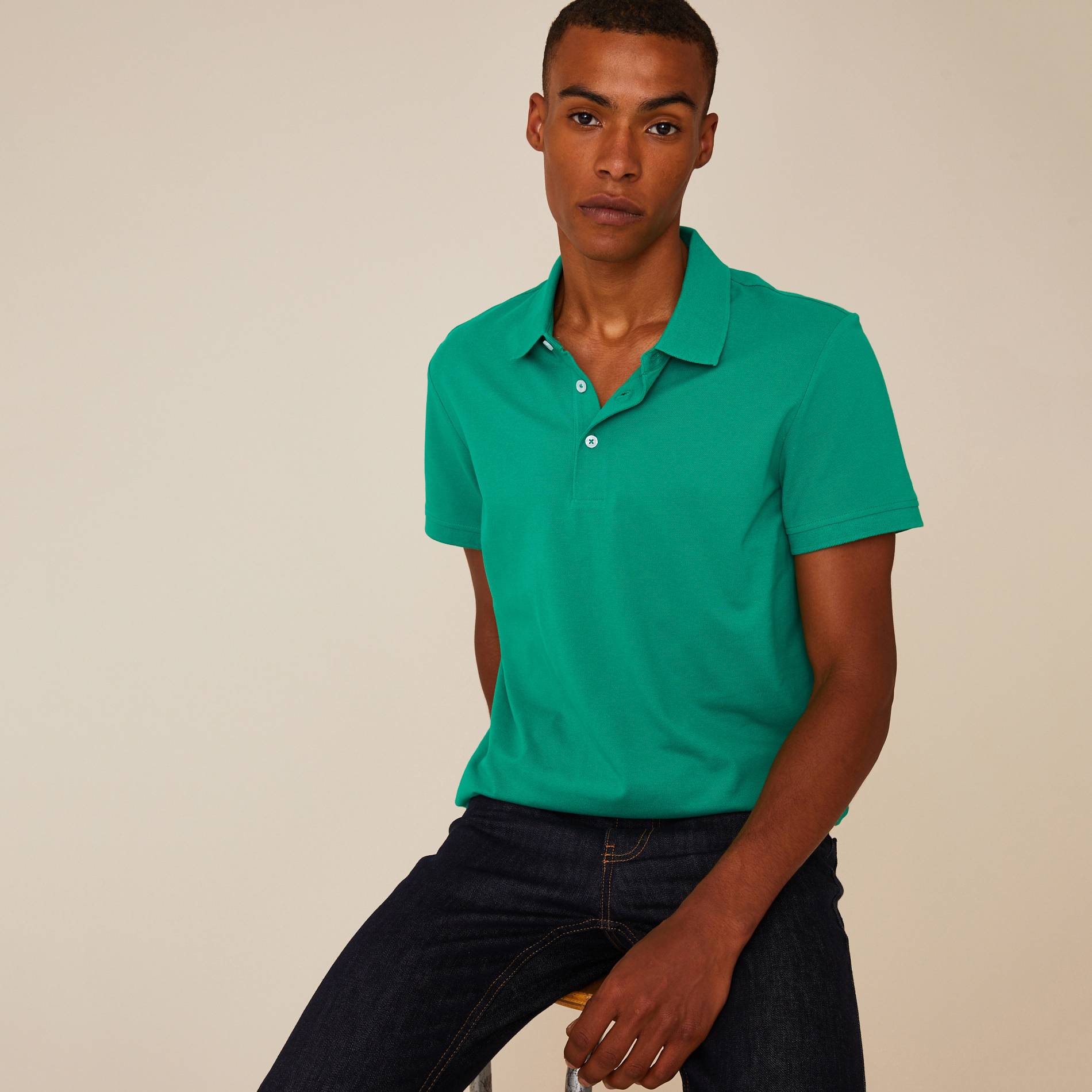 Polo piqué en coton BIO, Vert, large image number 0.0