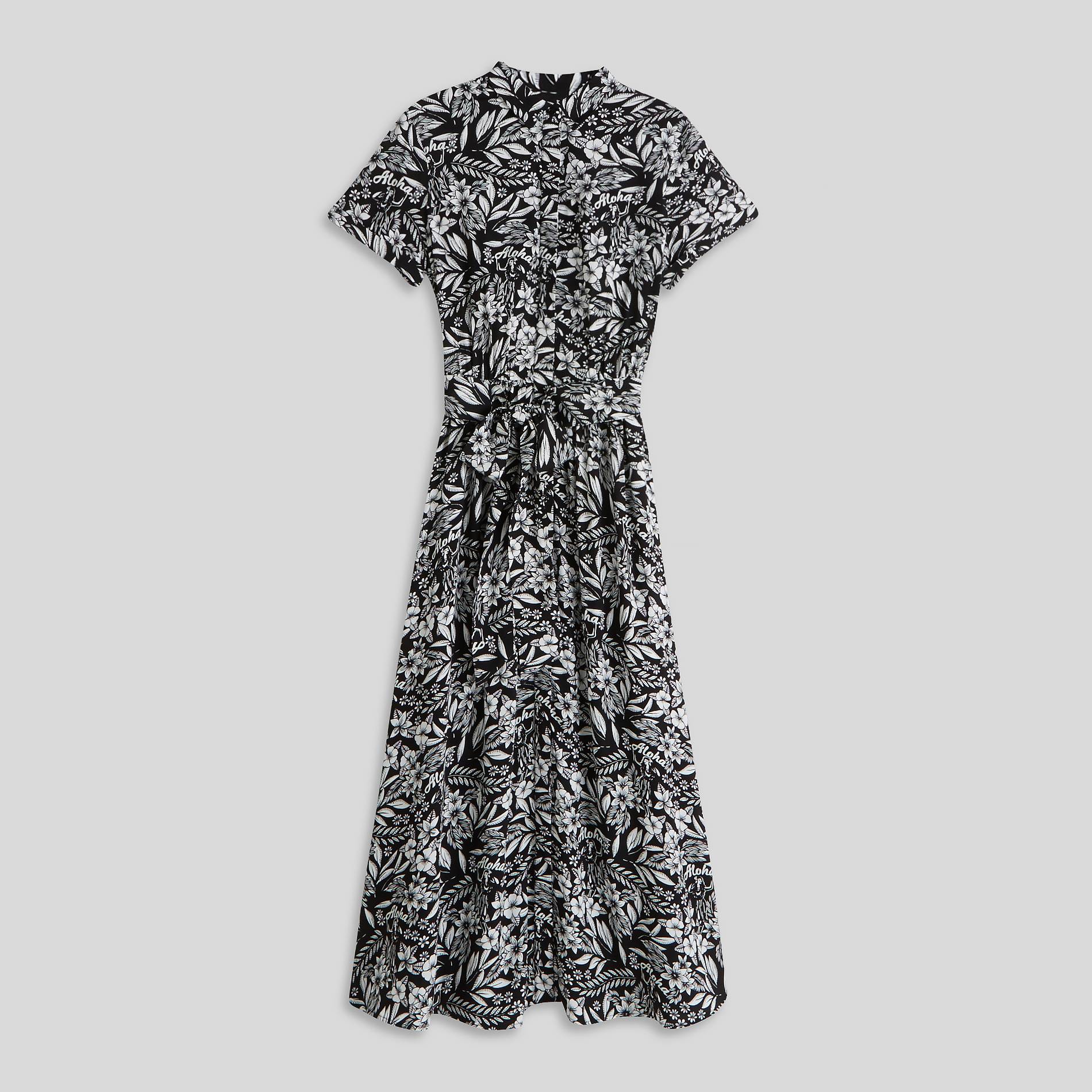 Robe chemise manches courtes imprimée, Noir, large image number 2