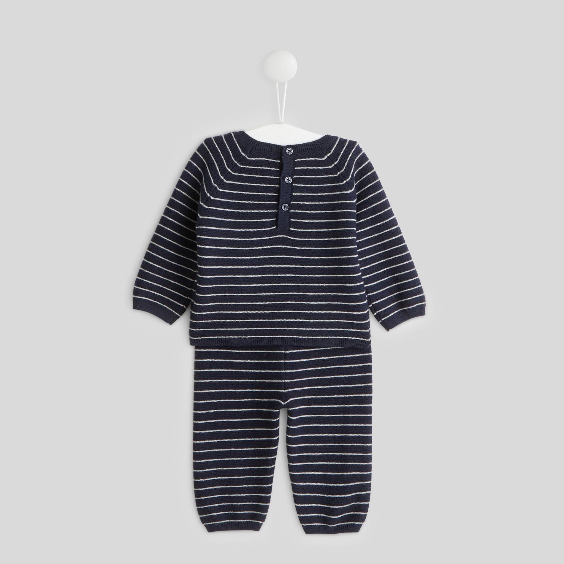 Ensemble en tricot brodé, Bleu marine, large image number 1