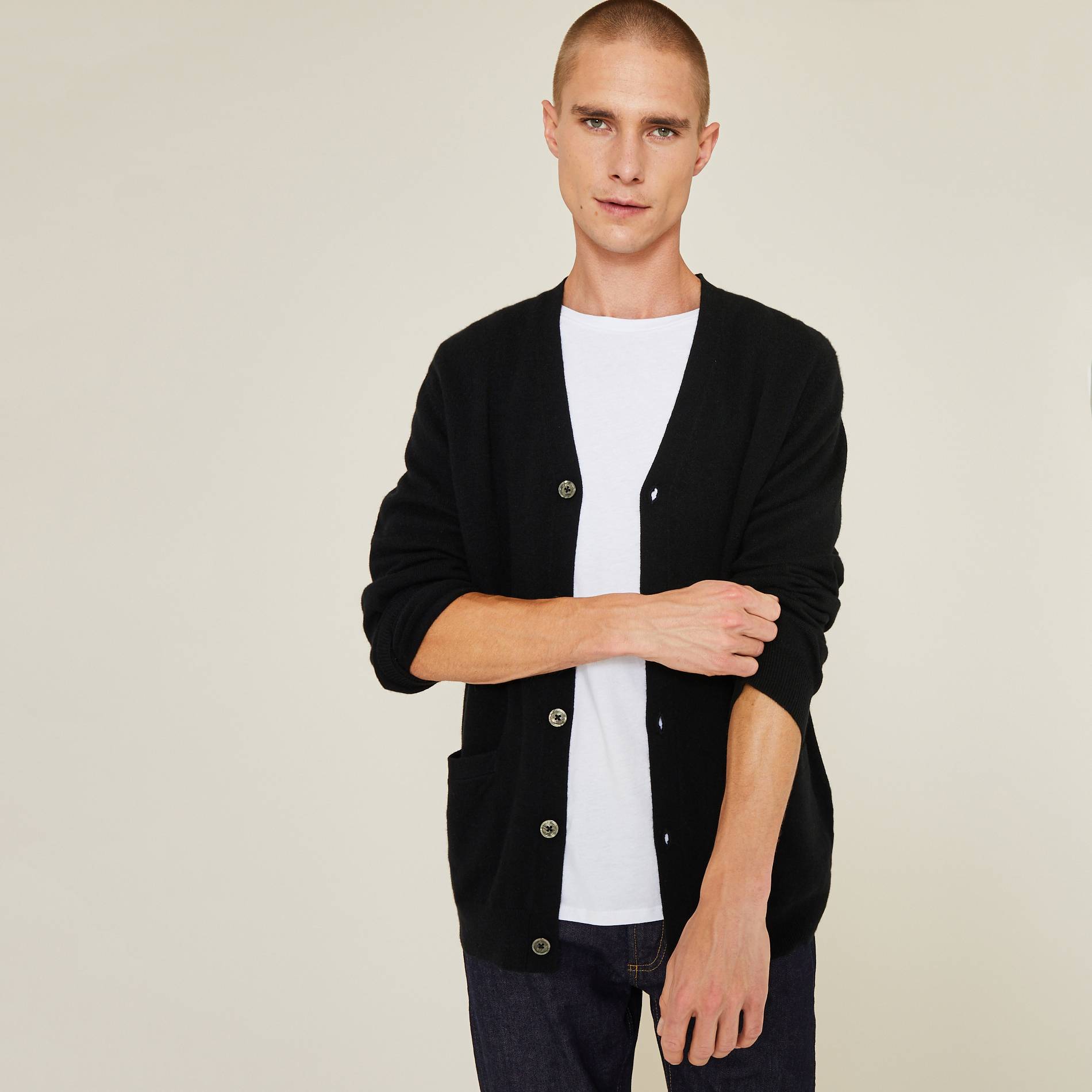 Cardigan en laine et cachemire, Noir, large image number 0.0
