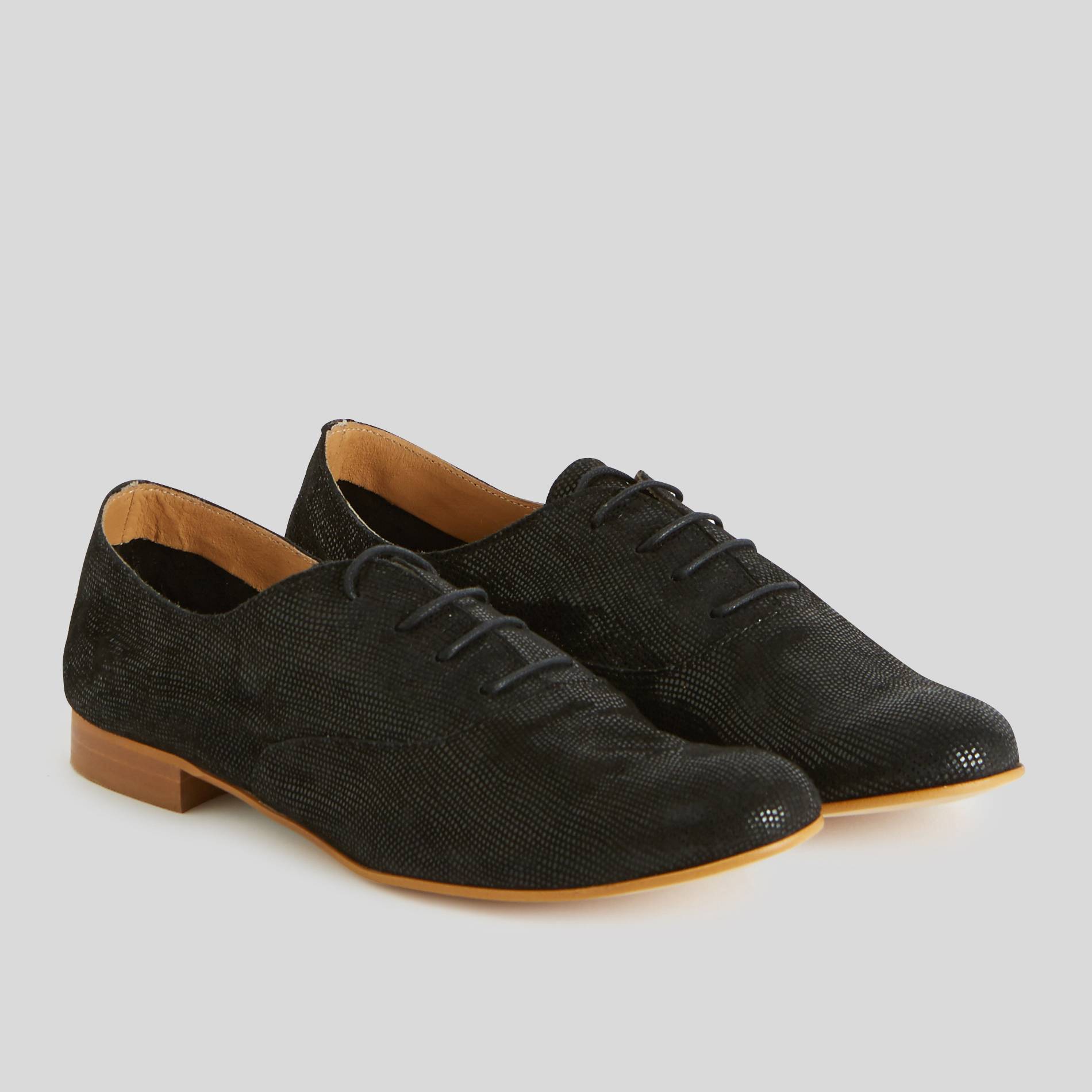 Derbies en cuir irisées, Noir, large image number 1