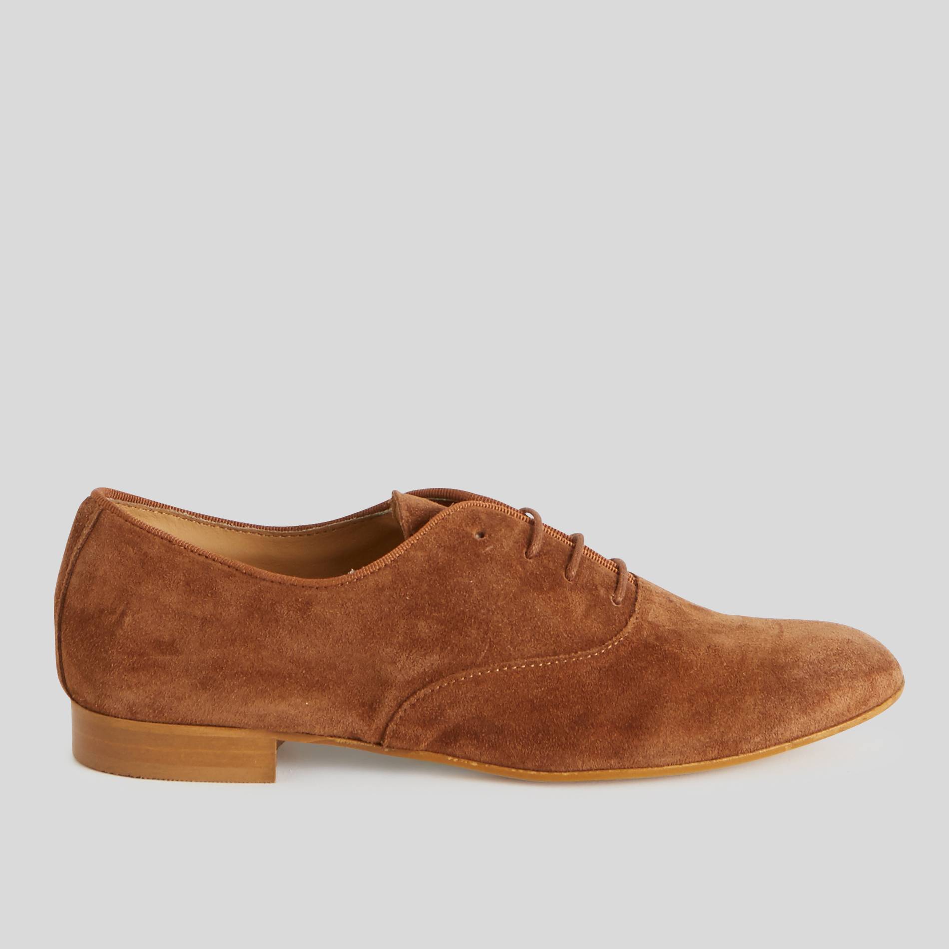 Derbies en cuir suédé, Camel, large image number 0.0