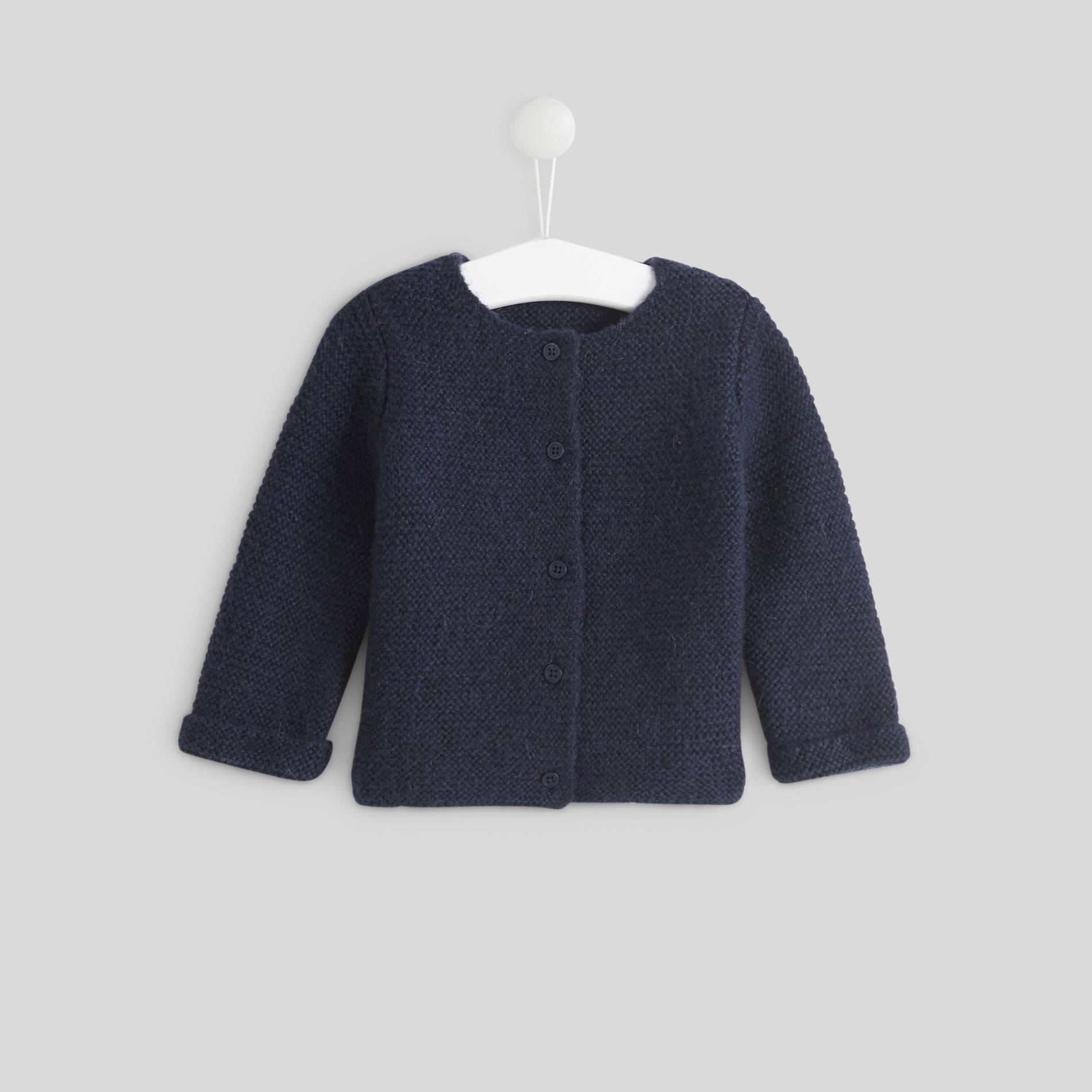 Cardigan point mousse, Bleu marine, large image number 0