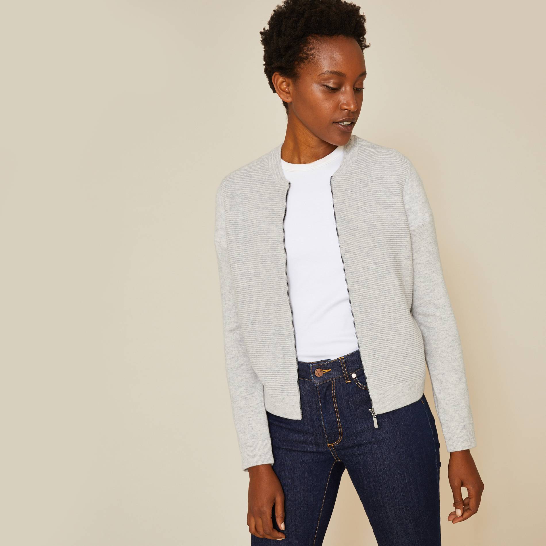 Cardigan contenant de la laine et du cachemire, Gris clair, large image number 0