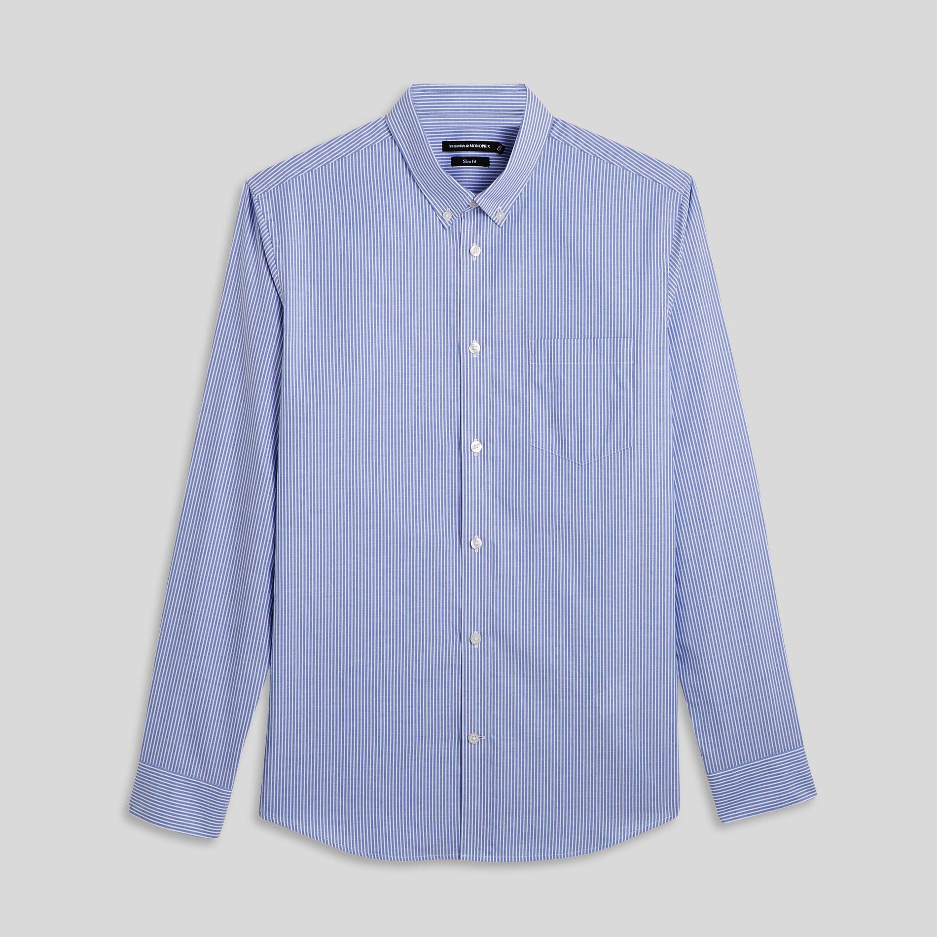 Chemise coupe slim rayée, Indigo, large image number 2