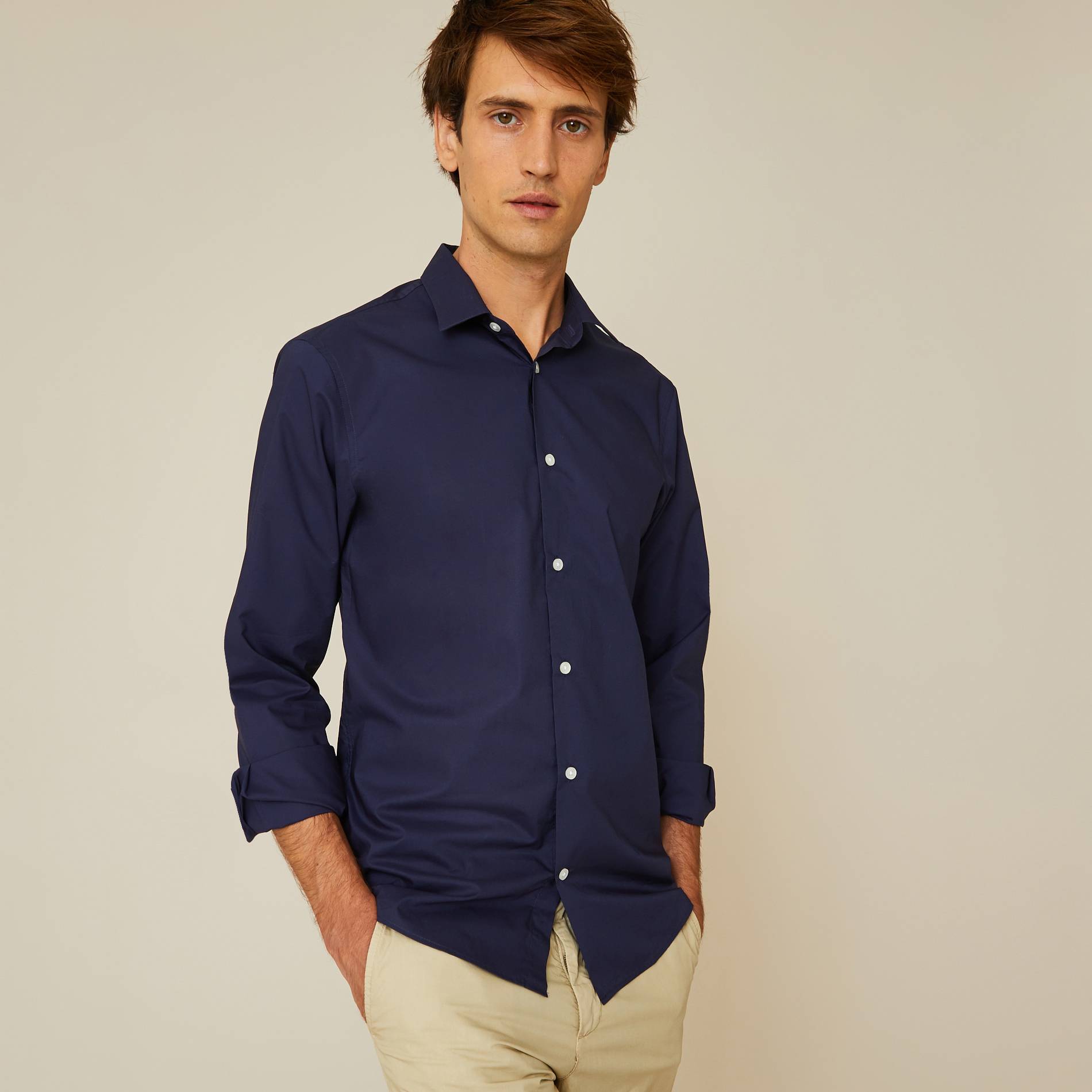 Chemise en popeline coupe slim, Bleu clair, large image number 0.0