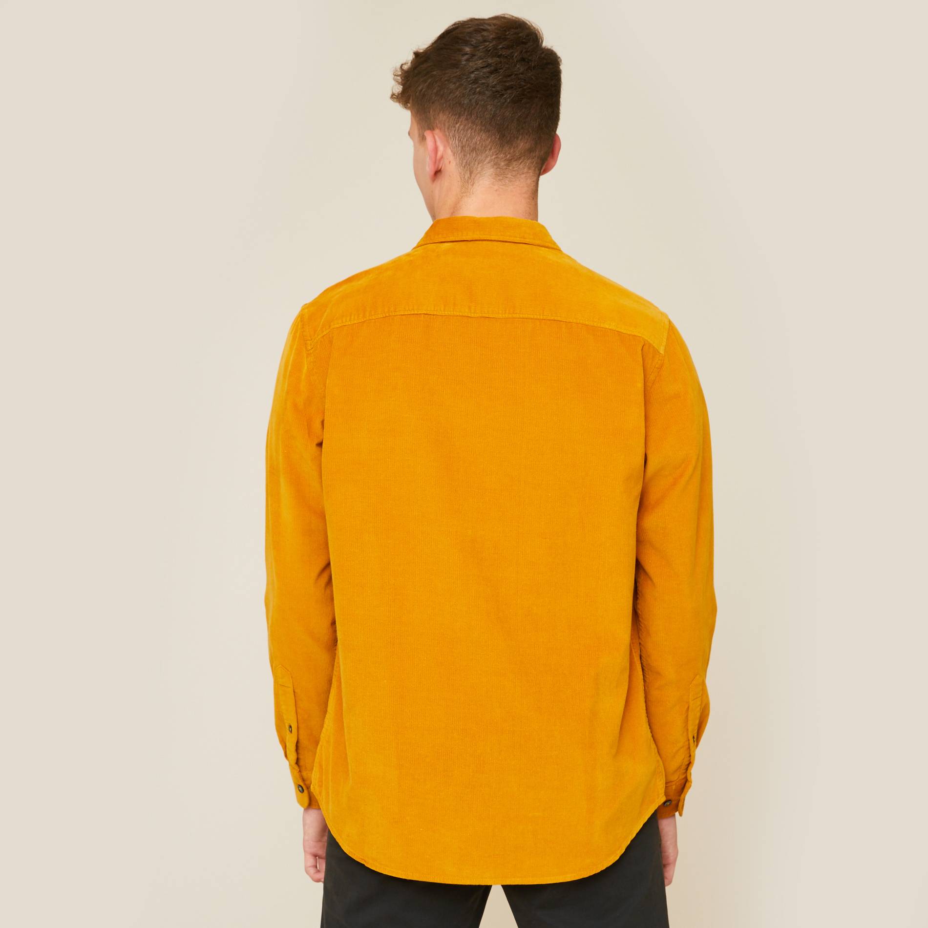 Chemise velours coupe regular en coton BIO, Caramel, large image number 1.0