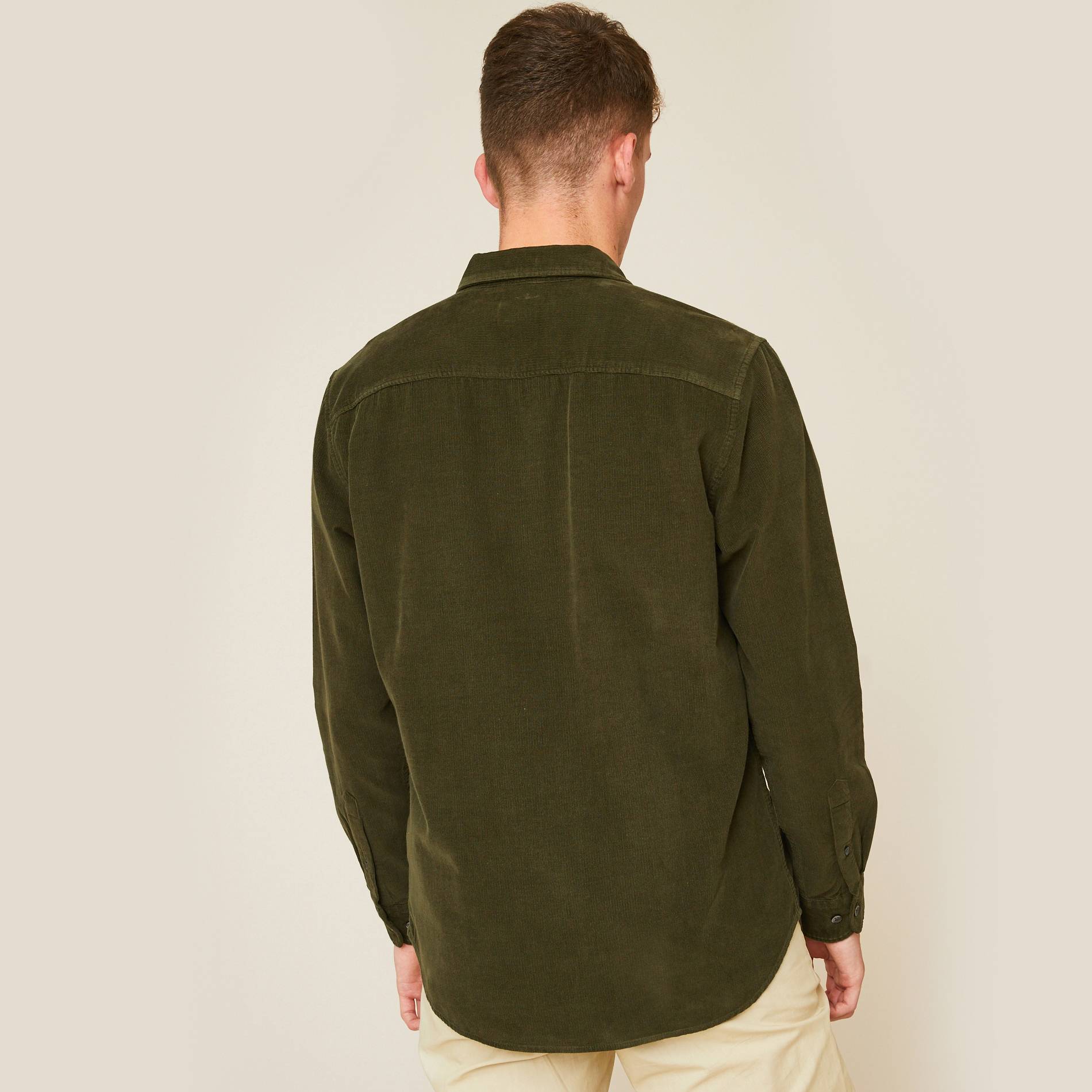 Chemise velours coupe regular en coton BIO, Vert clair, large image number 1.0