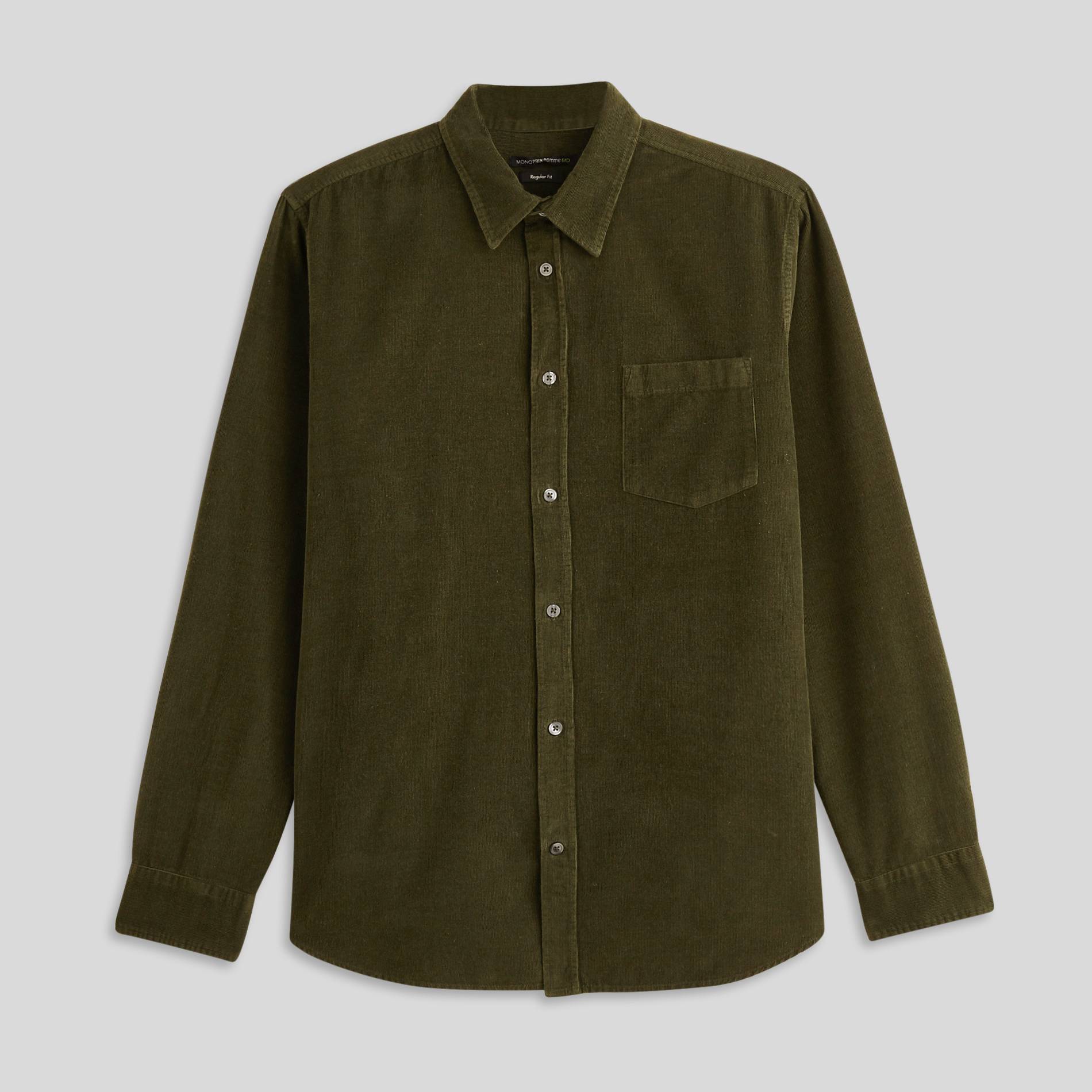Chemise velours coupe regular en coton BIO, Vert clair, large image number 2
