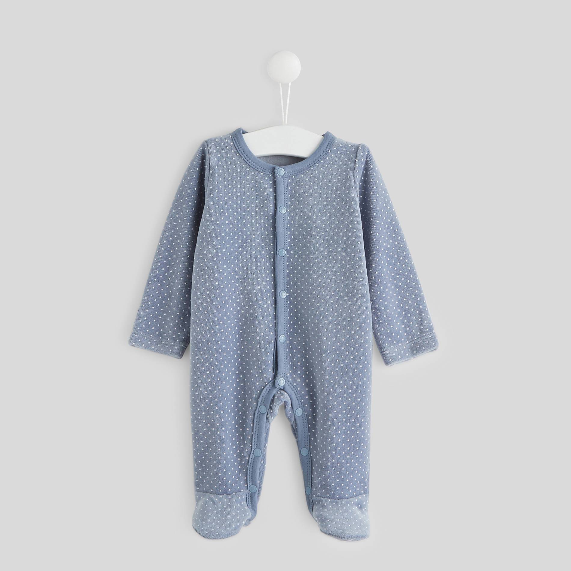 Dors bien ouverture avant en velours en coton BIO GOTS, Bleu gris, swatch image