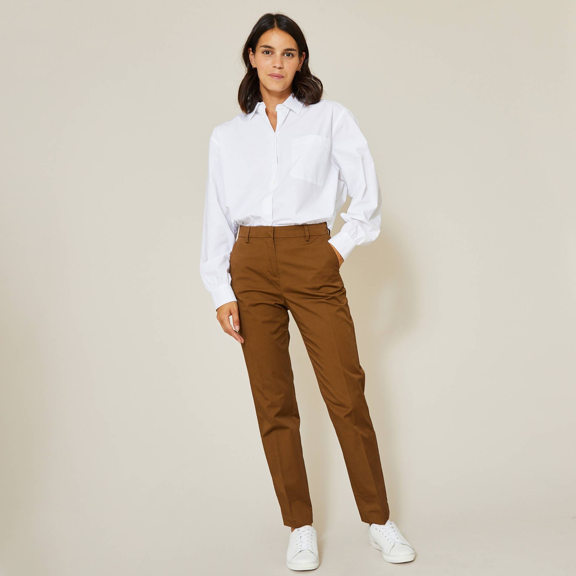 Pantalon droit 7/8, Camel, large image number 0.0