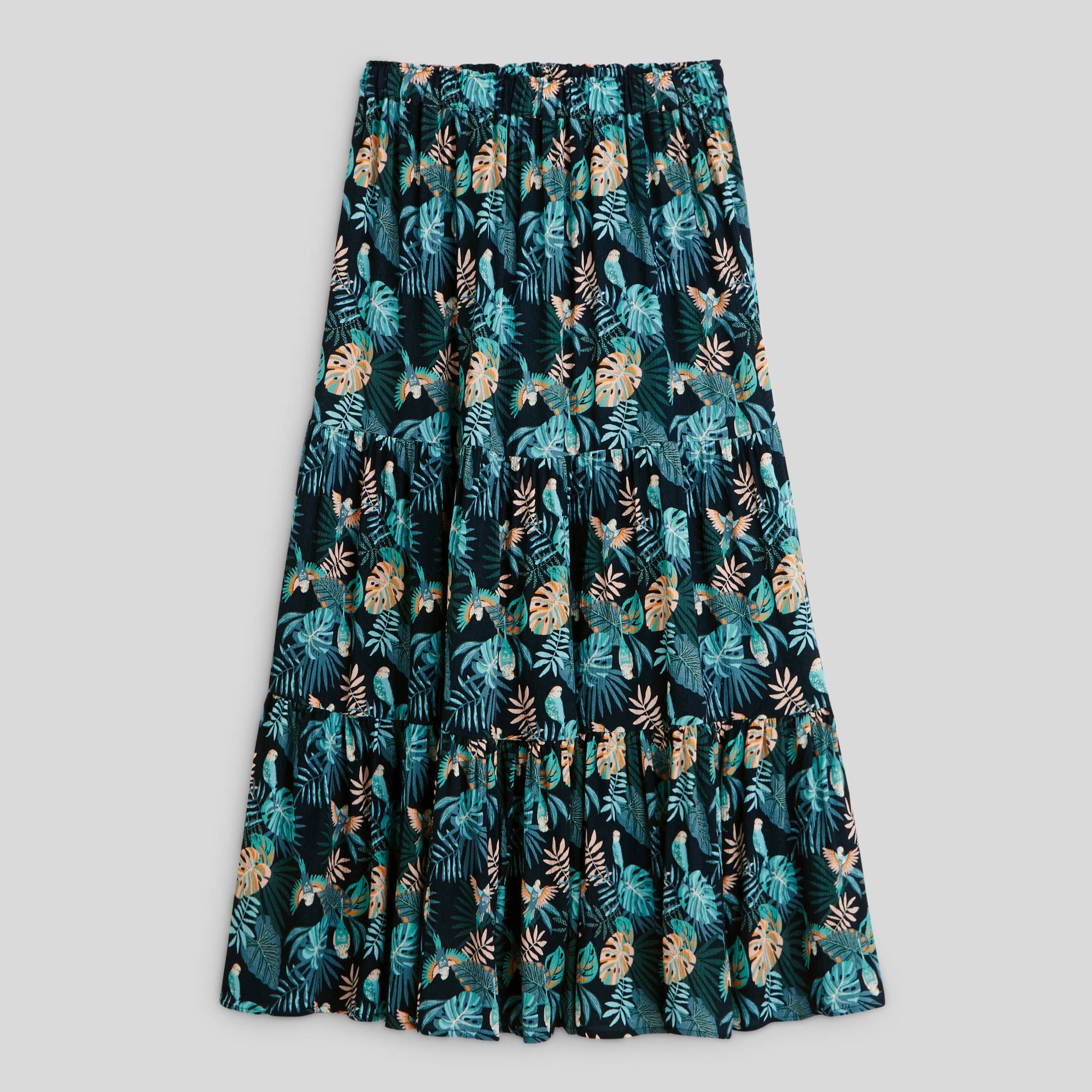 Jupon crêpon imprimé, Bleu marine, large image number 2