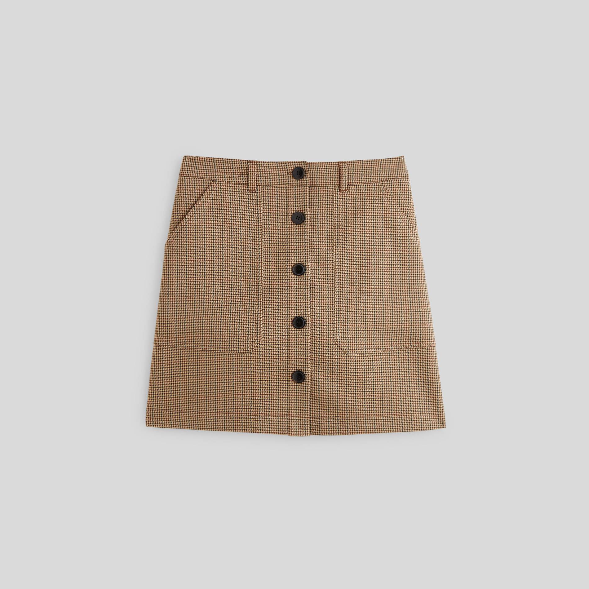 Jupe courte boutonnée à carreaux, Beige, large image number 2