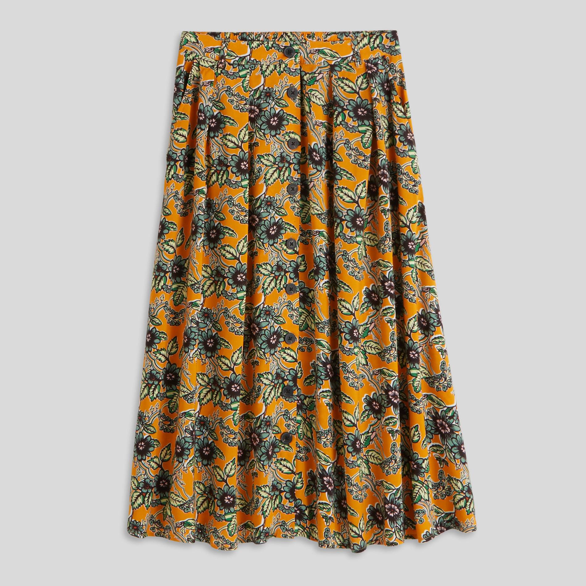Jupe midi imprimée voile de viscose, Safran, large image number 2