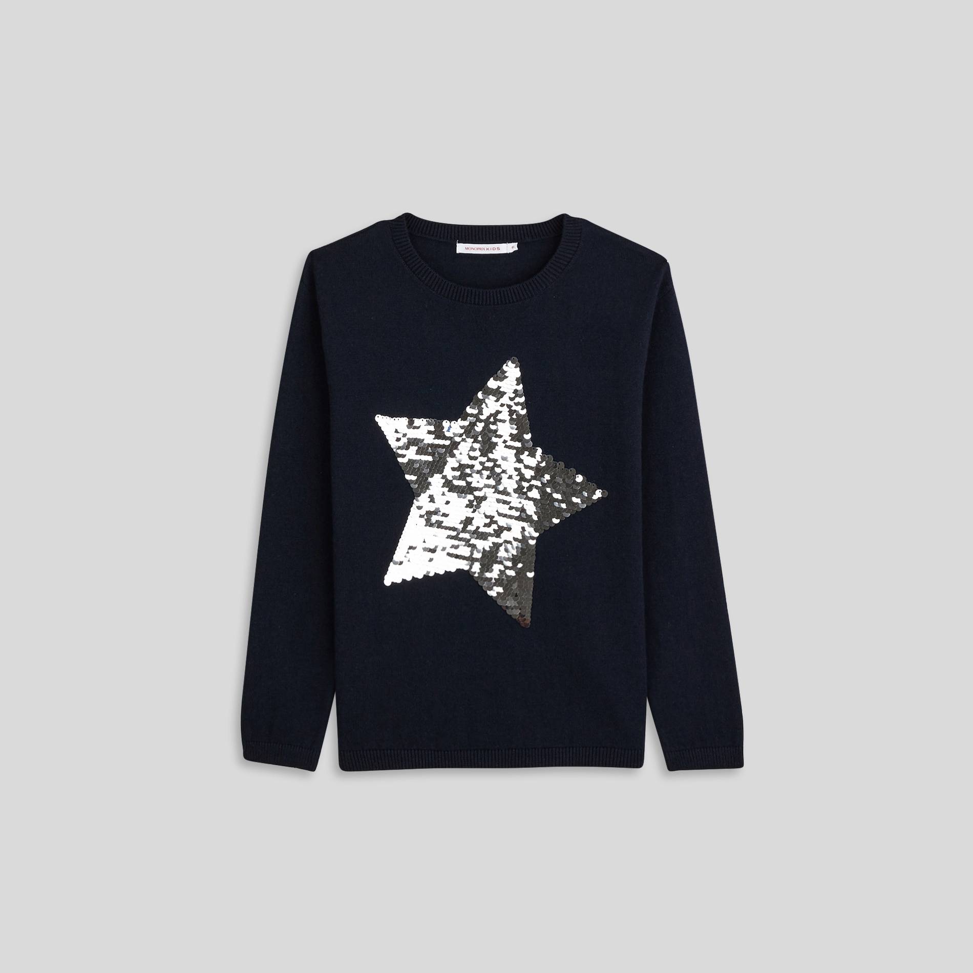 Pull sequins magiques, Bleu marine, large image number 0
