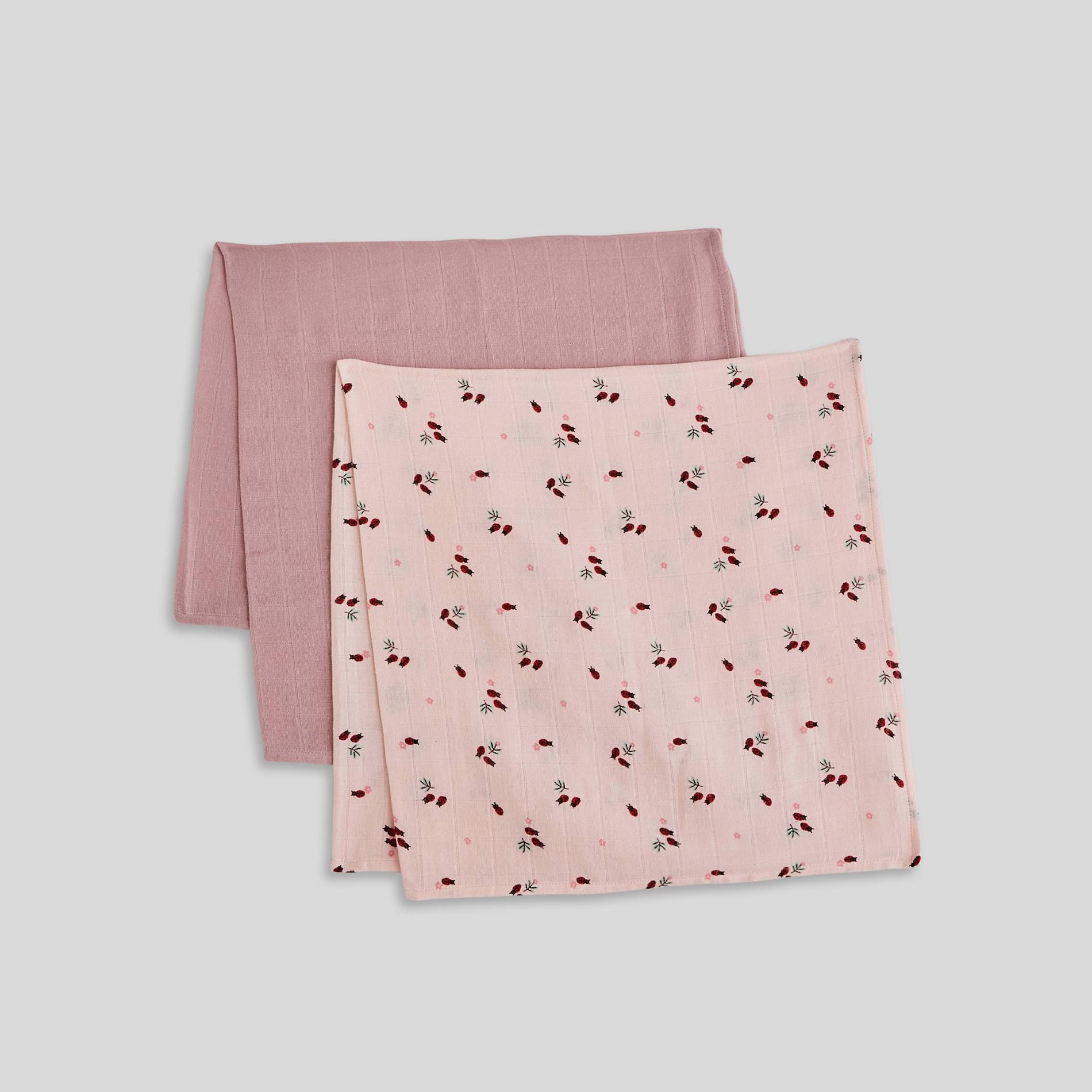 Lot de 2 langes en coton BIO, Vieux rose, large image number 0