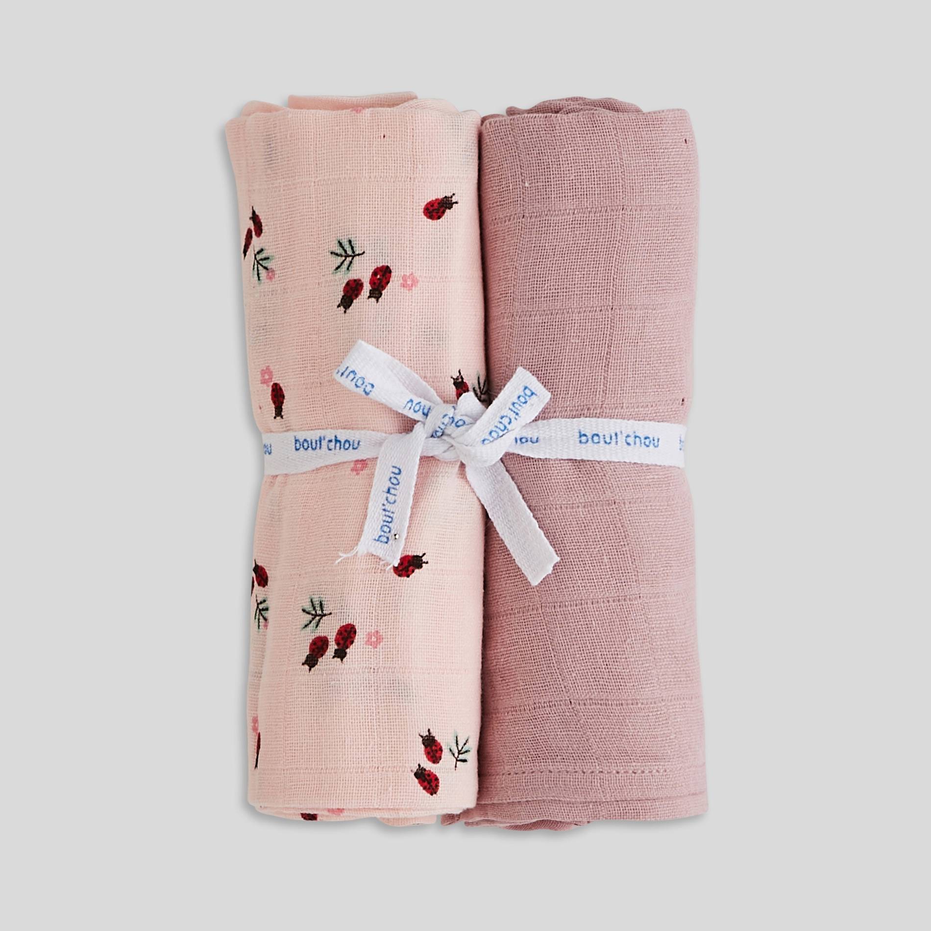 Lot de 2 langes en coton BIO, Vieux rose, large image number 1