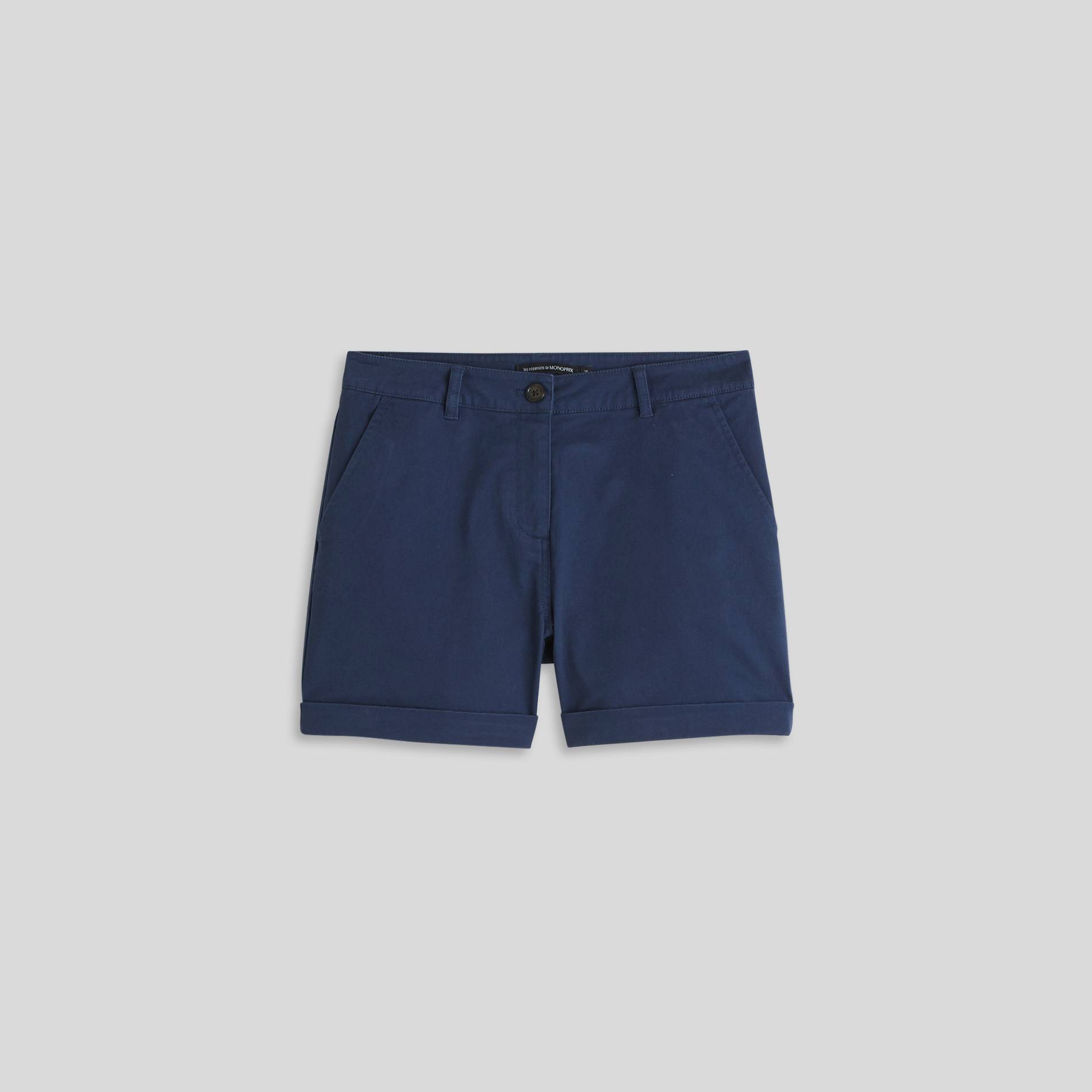 Short uni à revers, Bleu marine, large image number 2