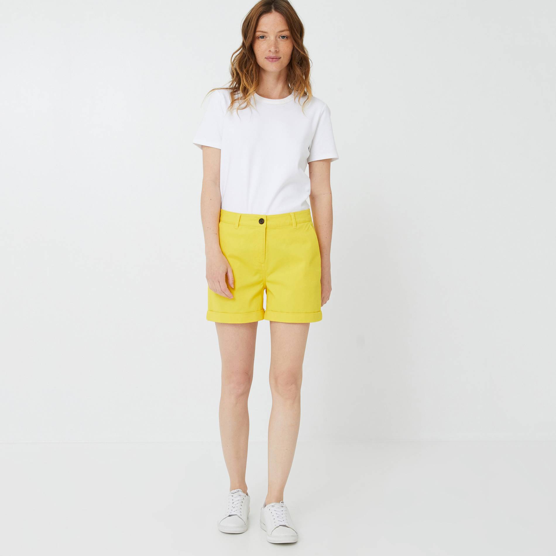 Short uni à revers, Jaune vif, large image number 0.0
