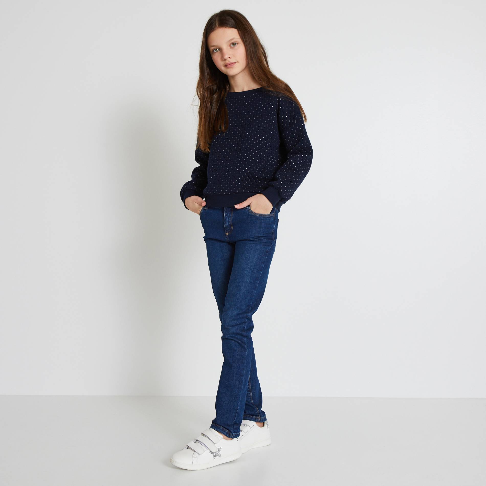 Jean slim, coton BIO et Oeko-Tex, Bleu fonc&eacute;, large image number 0