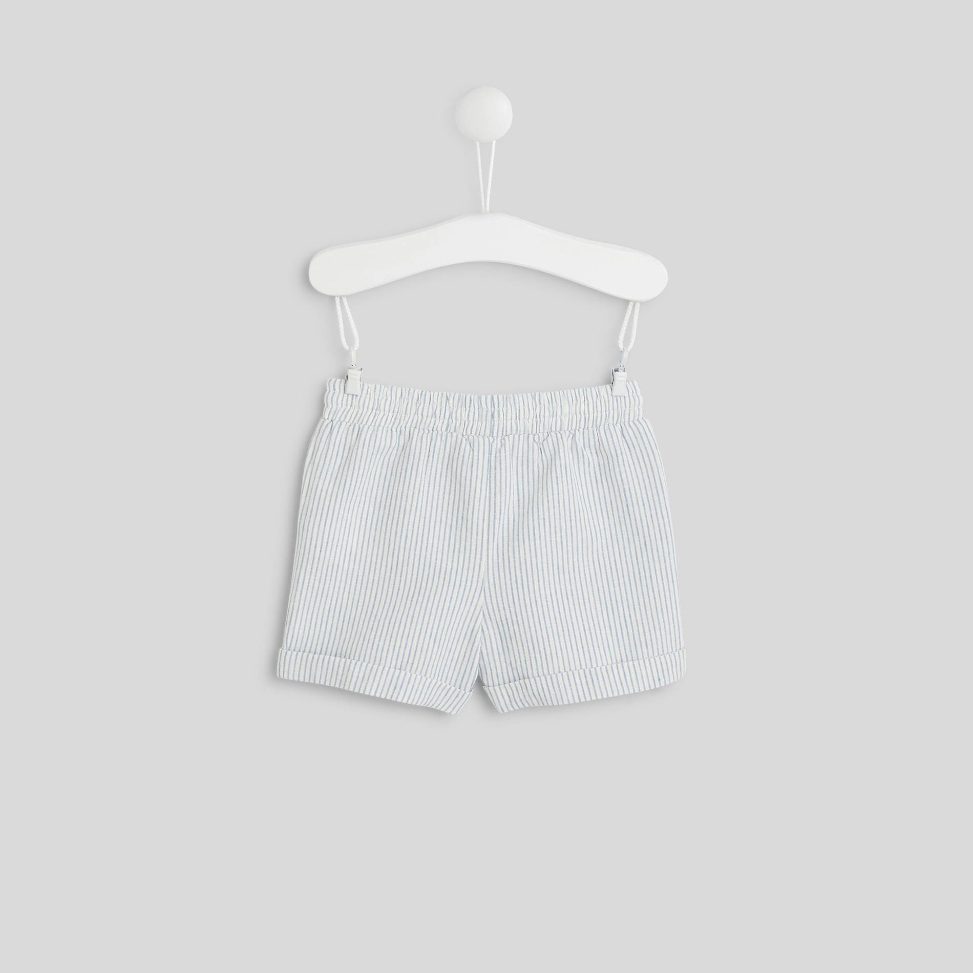 Short rayé coton lin, Ecru, large image number 1
