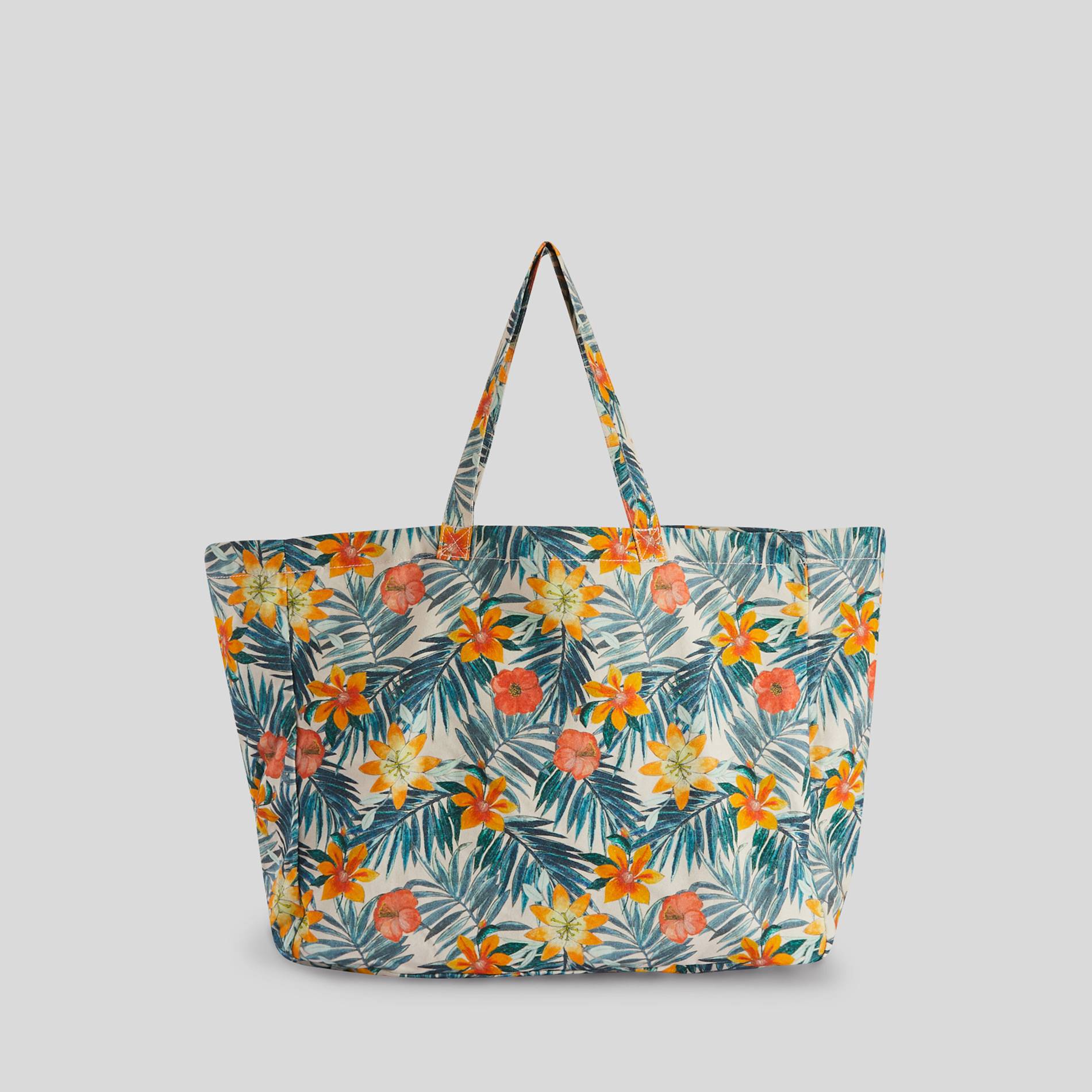 Tote bag maxi imprimé en coton BIO, Blanc, large image number 1.0