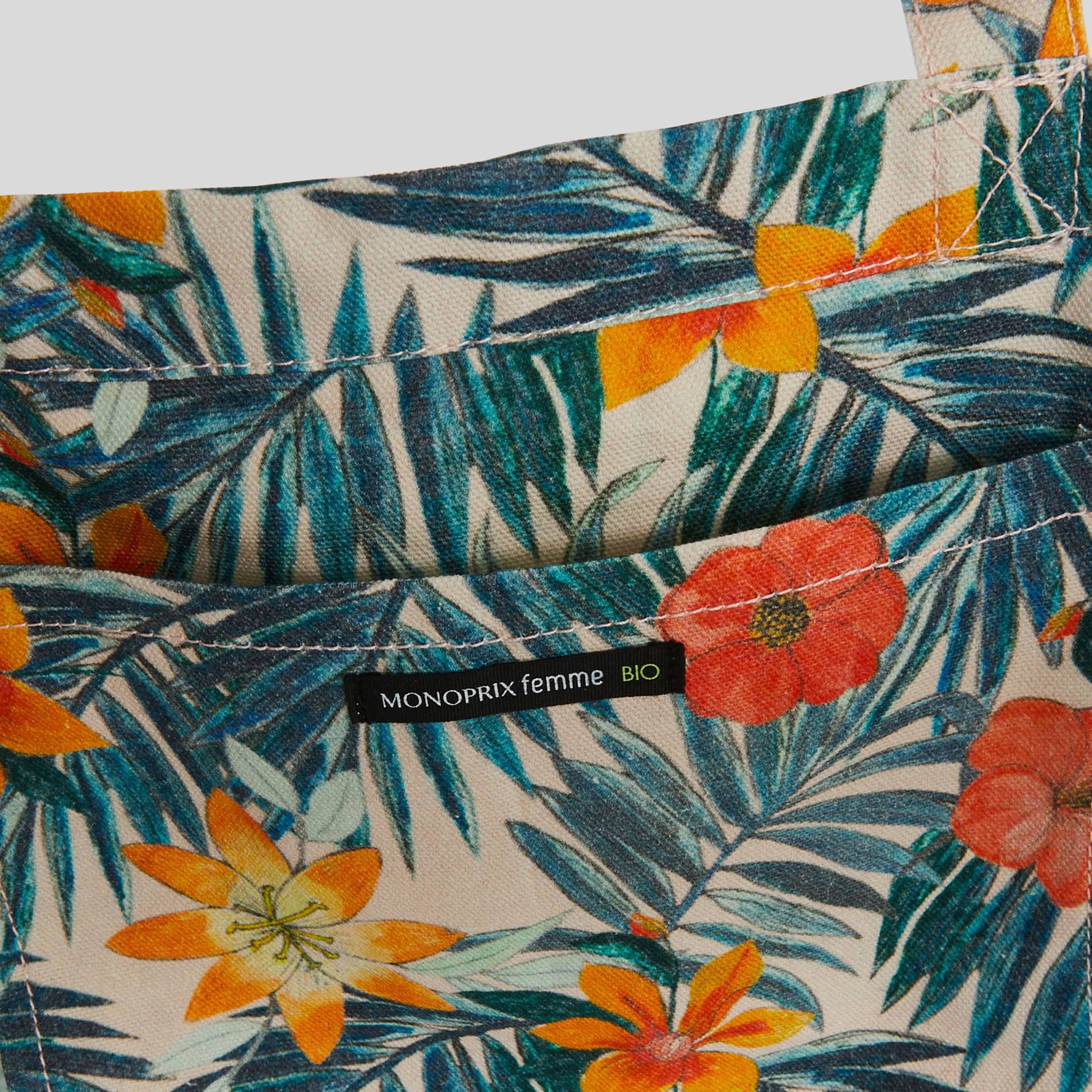 Tote bag maxi imprimé en coton BIO, Blanc, large image number 2