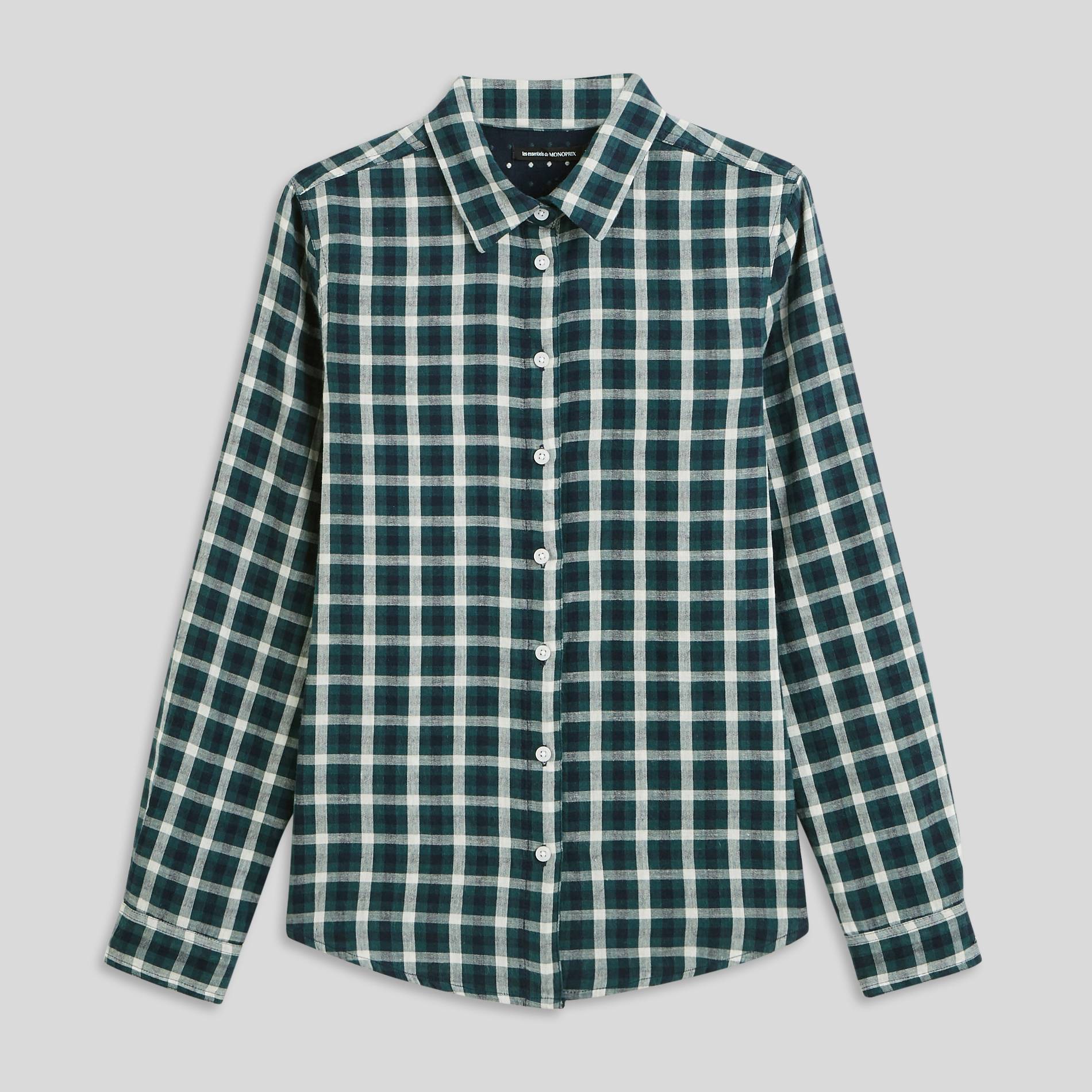 Chemise à carreaux en coton BIO, Vert foncé, large image number 2.0