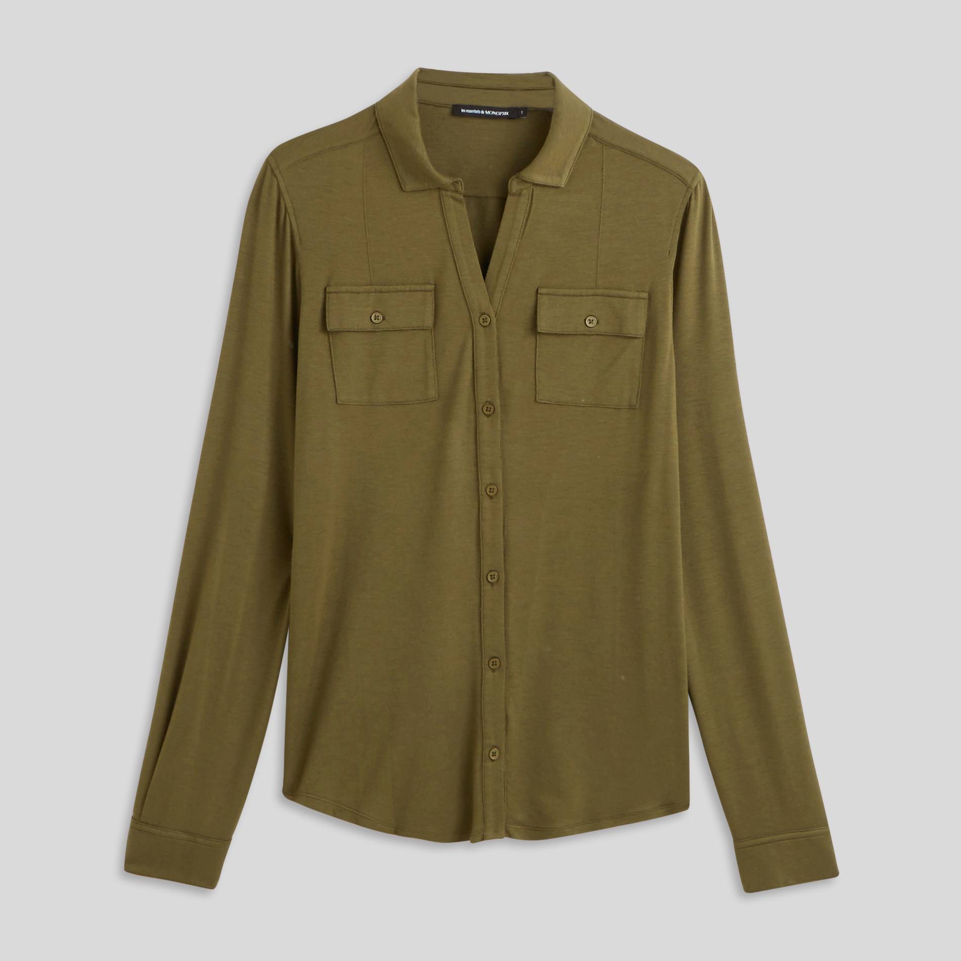 Chemise modal et laine unie, Kaki, large image number 2