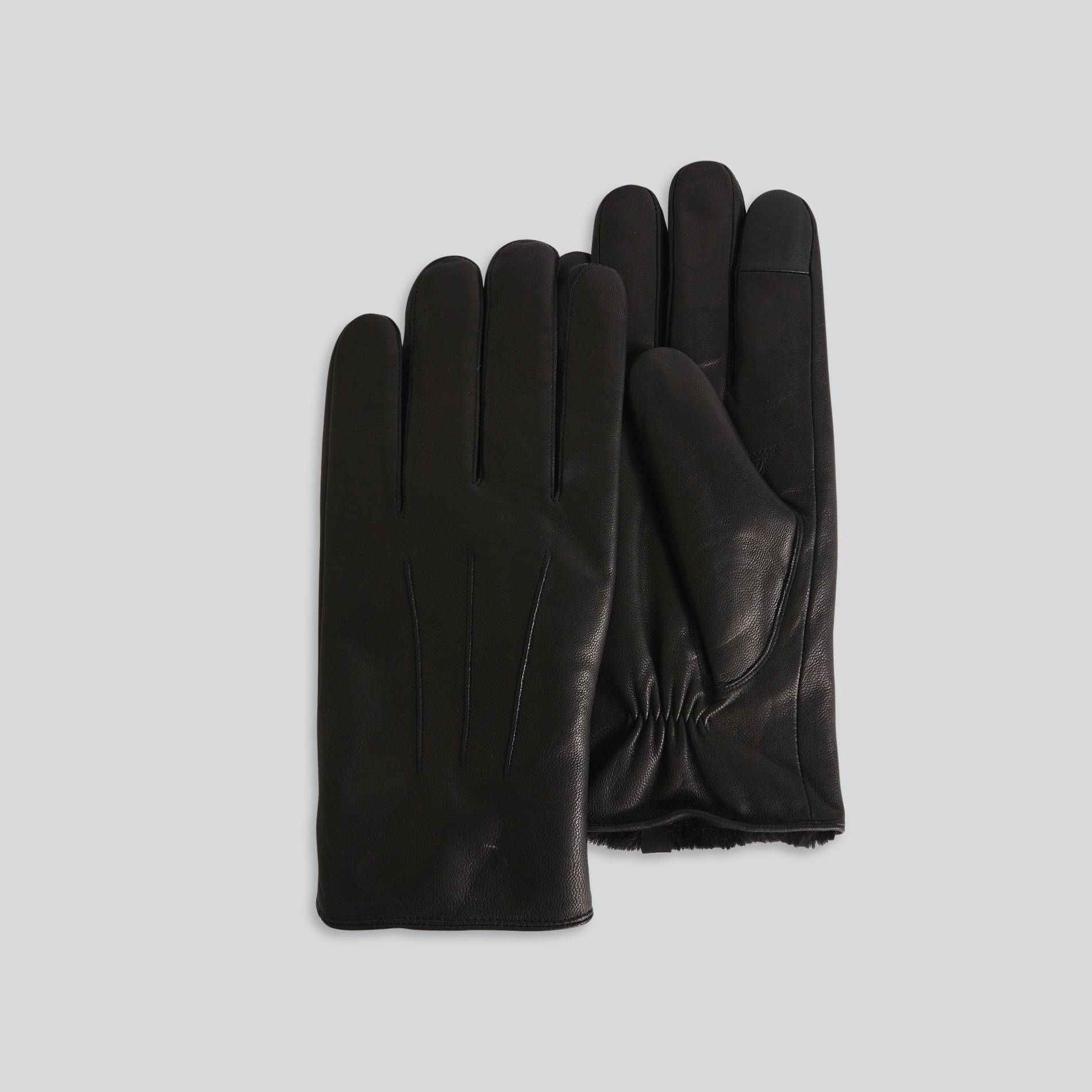 Gants en cuir fourrés, Noir, large image number 0