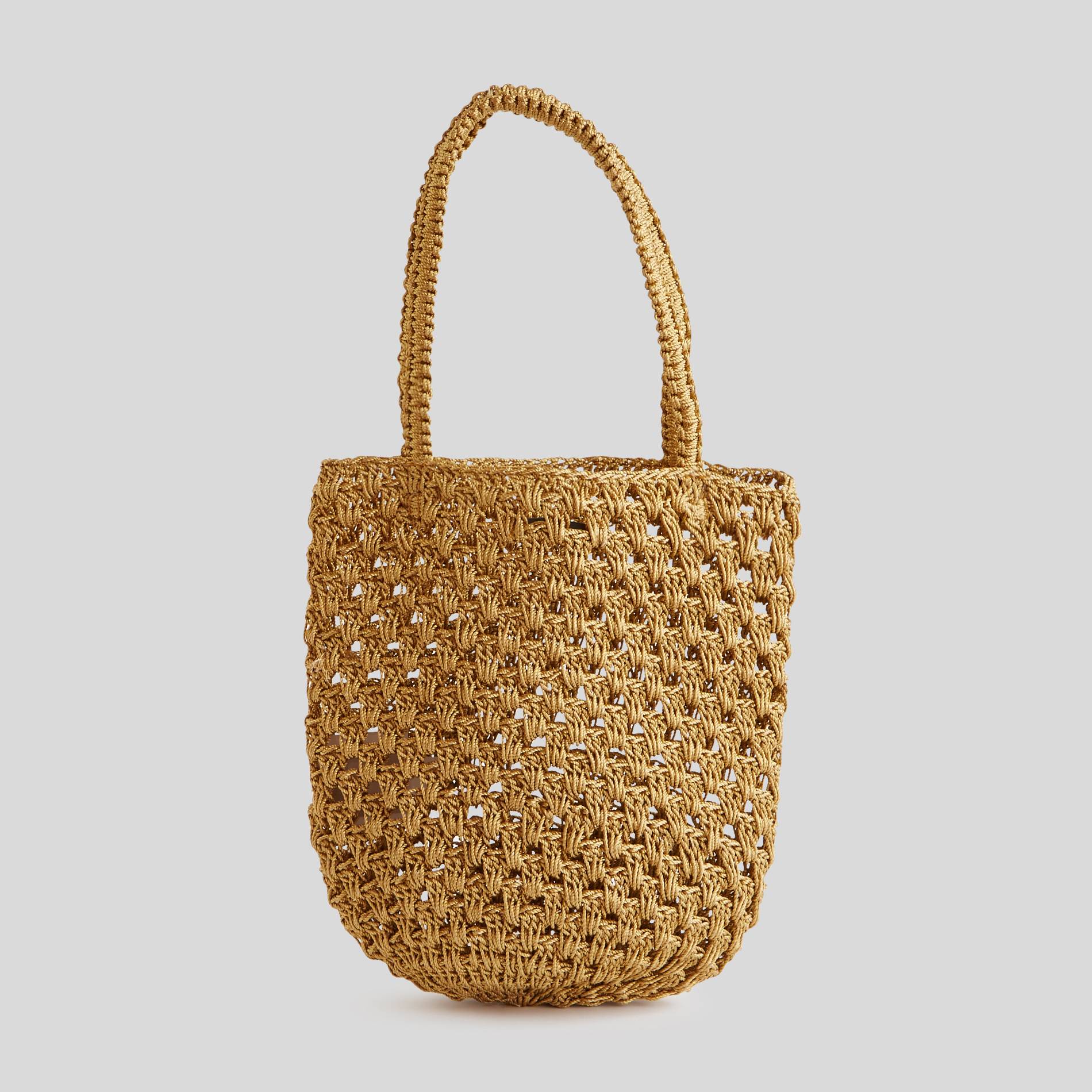 Sac forme sceau en macramé, Or, large image number 1