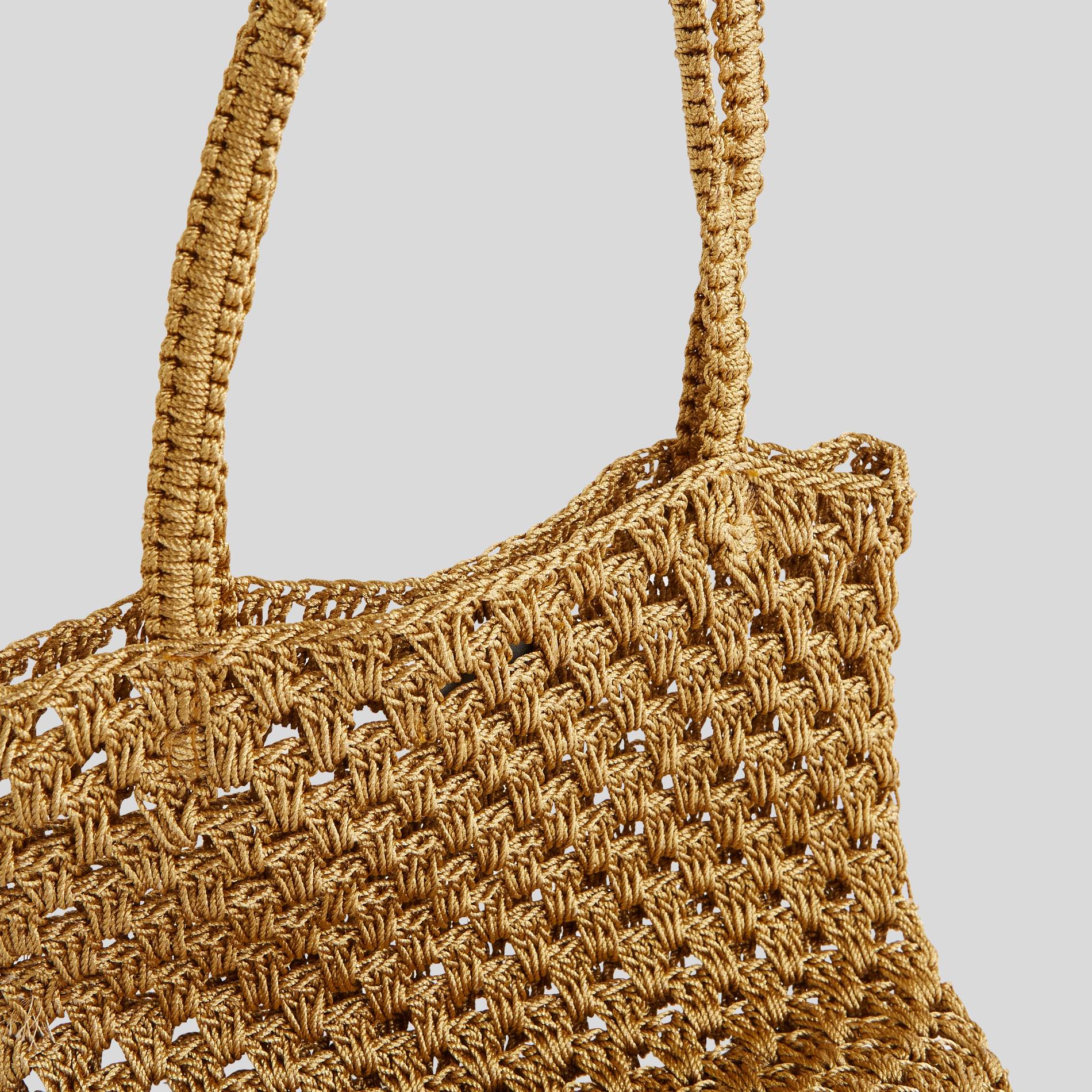 Sac forme sceau en macramé, Or, large image number 2.0