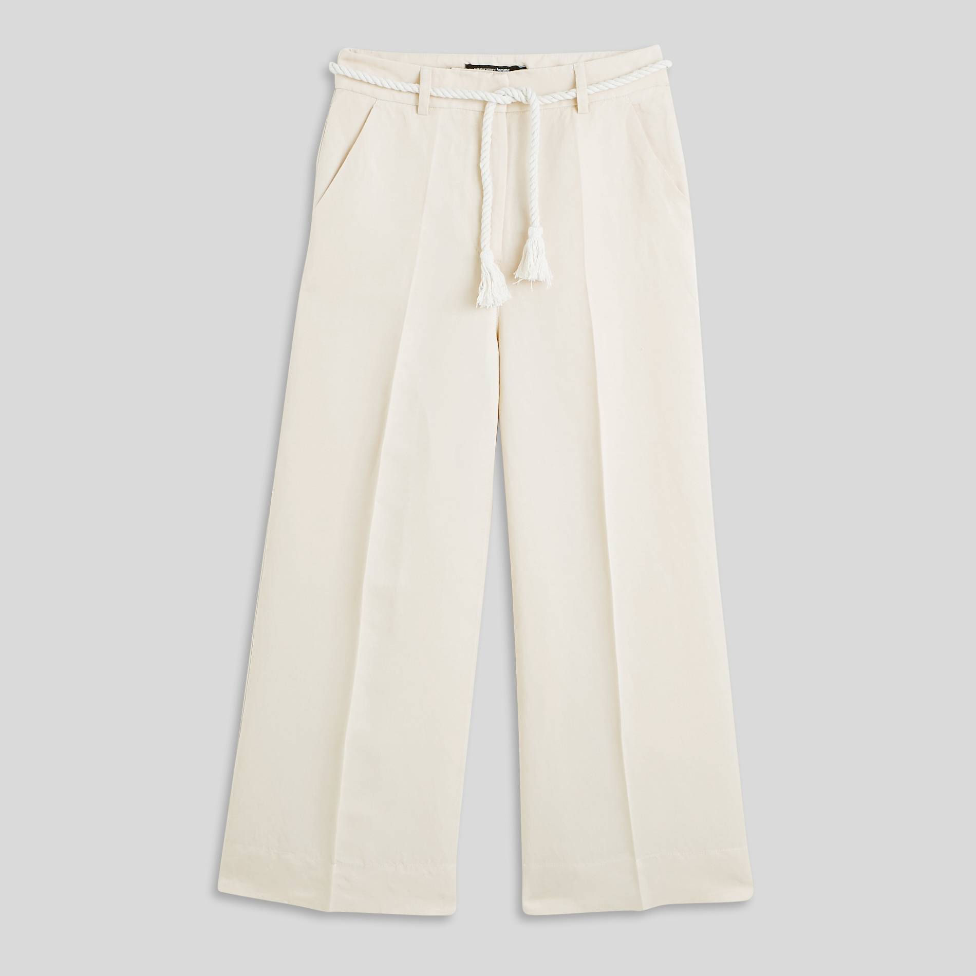 Pantalon raccourci jambes larges, Ecru, large image number 2
