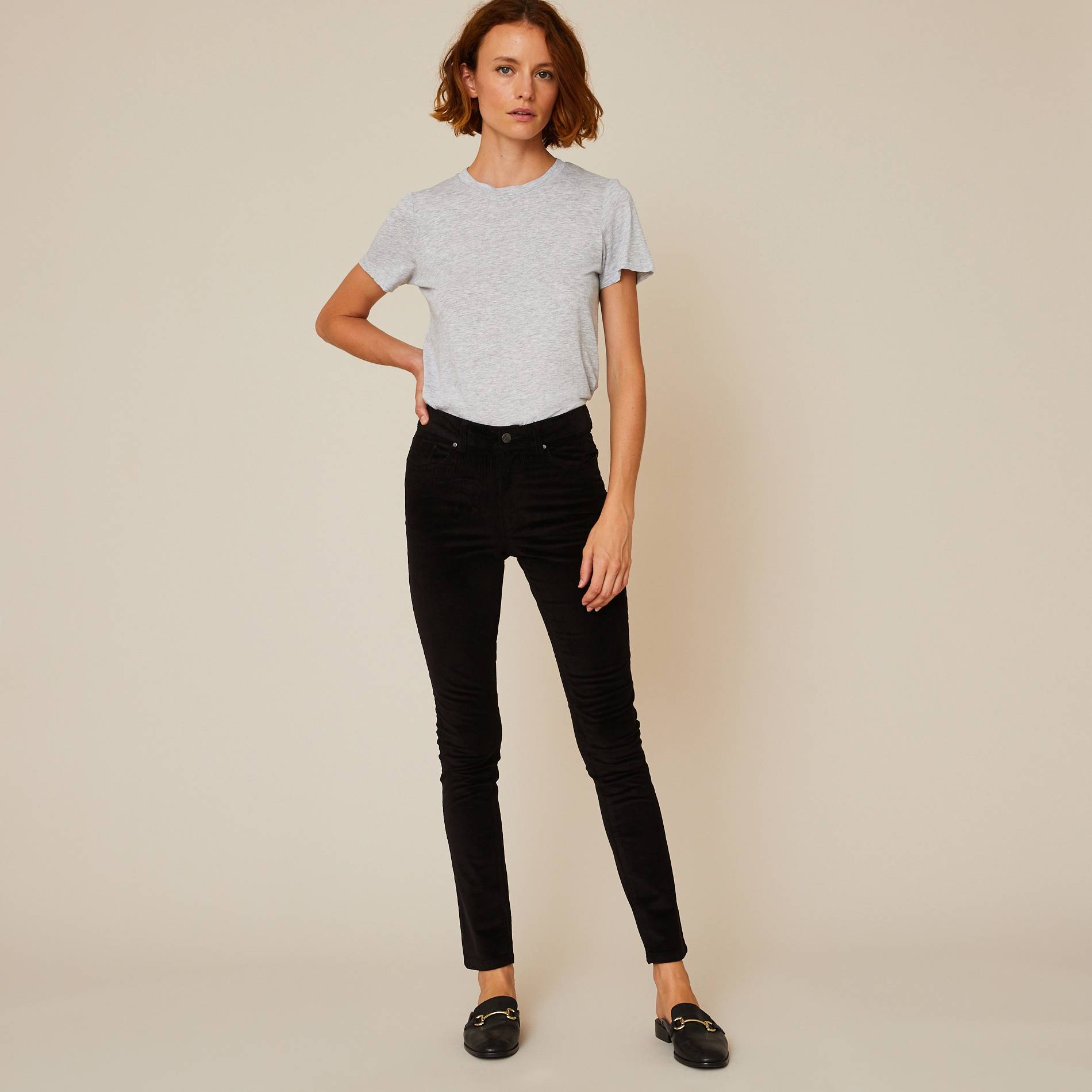 Pantalon skinny en velours, Noir, large image number 0.0