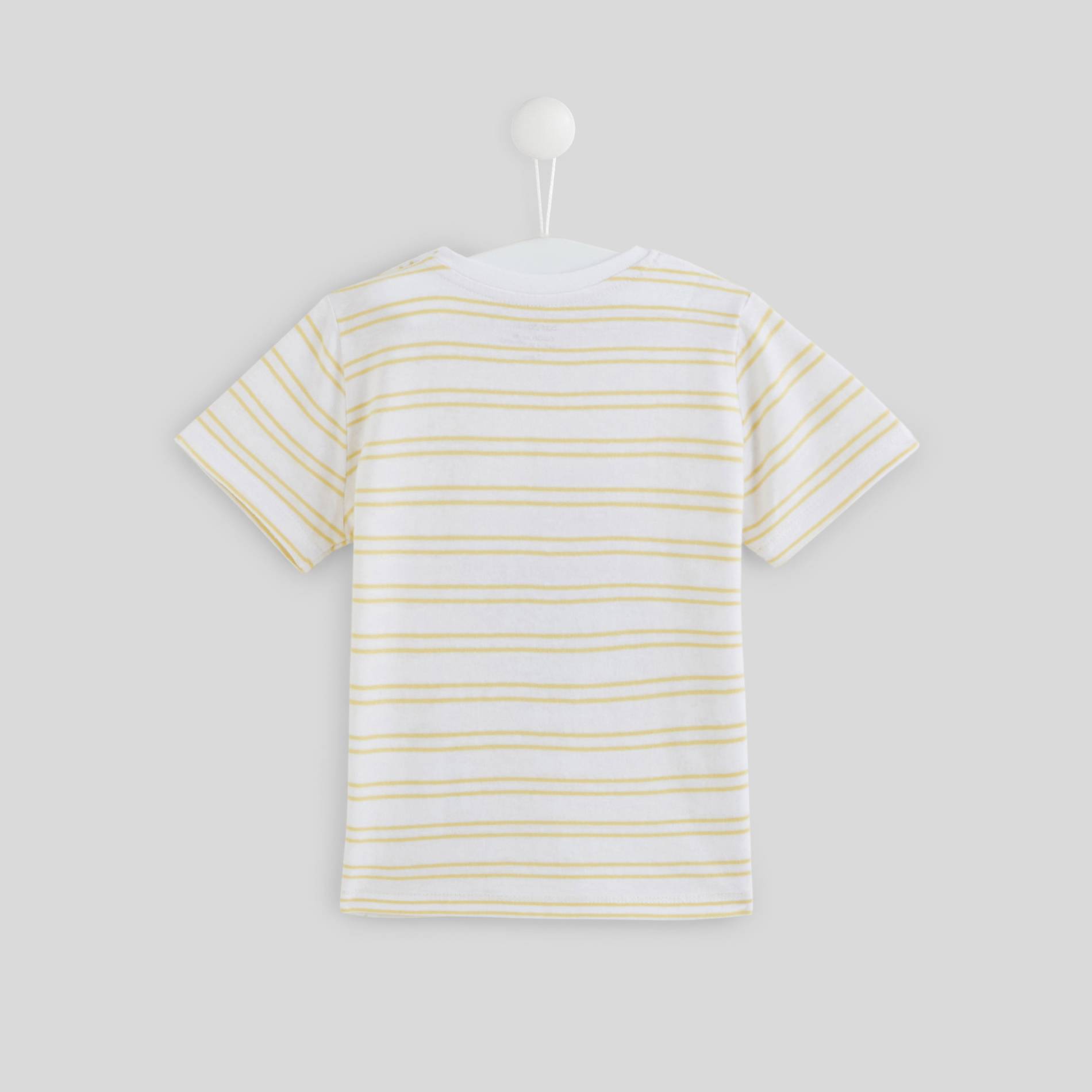 T-shirt rayé avec print manches courtes en coton BIO, Jaune clair, large image number 1