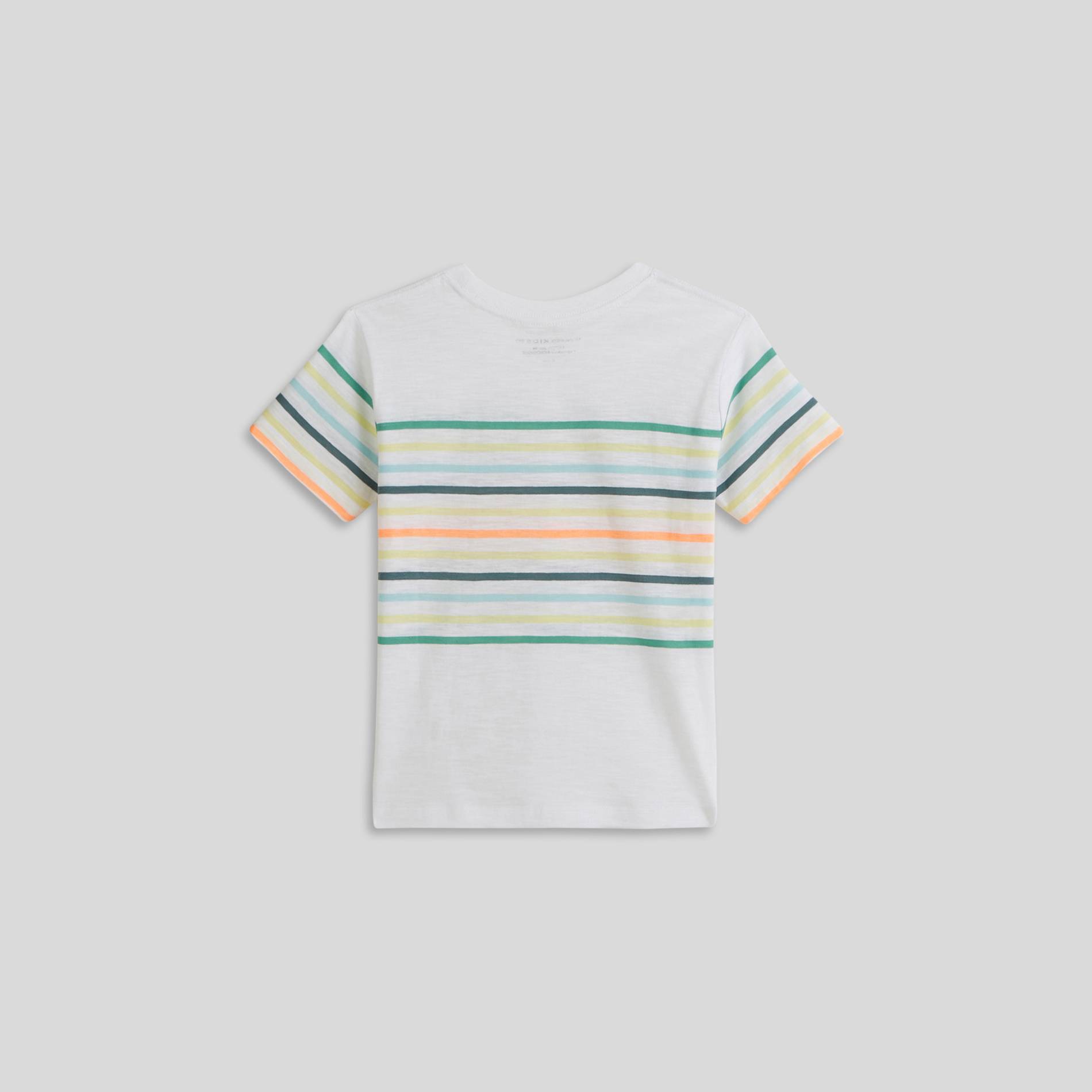 T-shirt manches courtes rayé en coton BIO, Ecru, large image number 1.0
