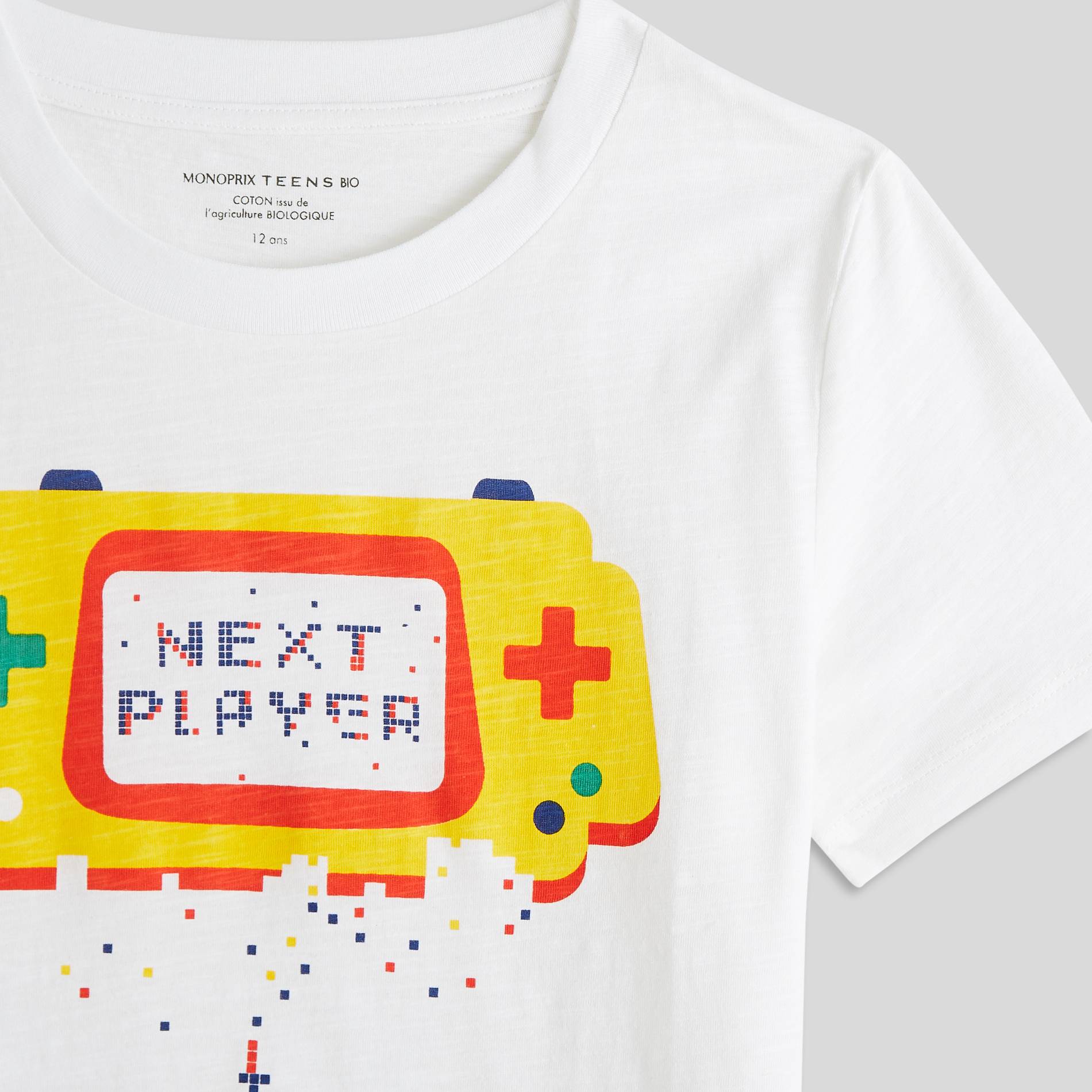 T-shirt manches courtes en coton BIO, Blanc, large image number 2.0