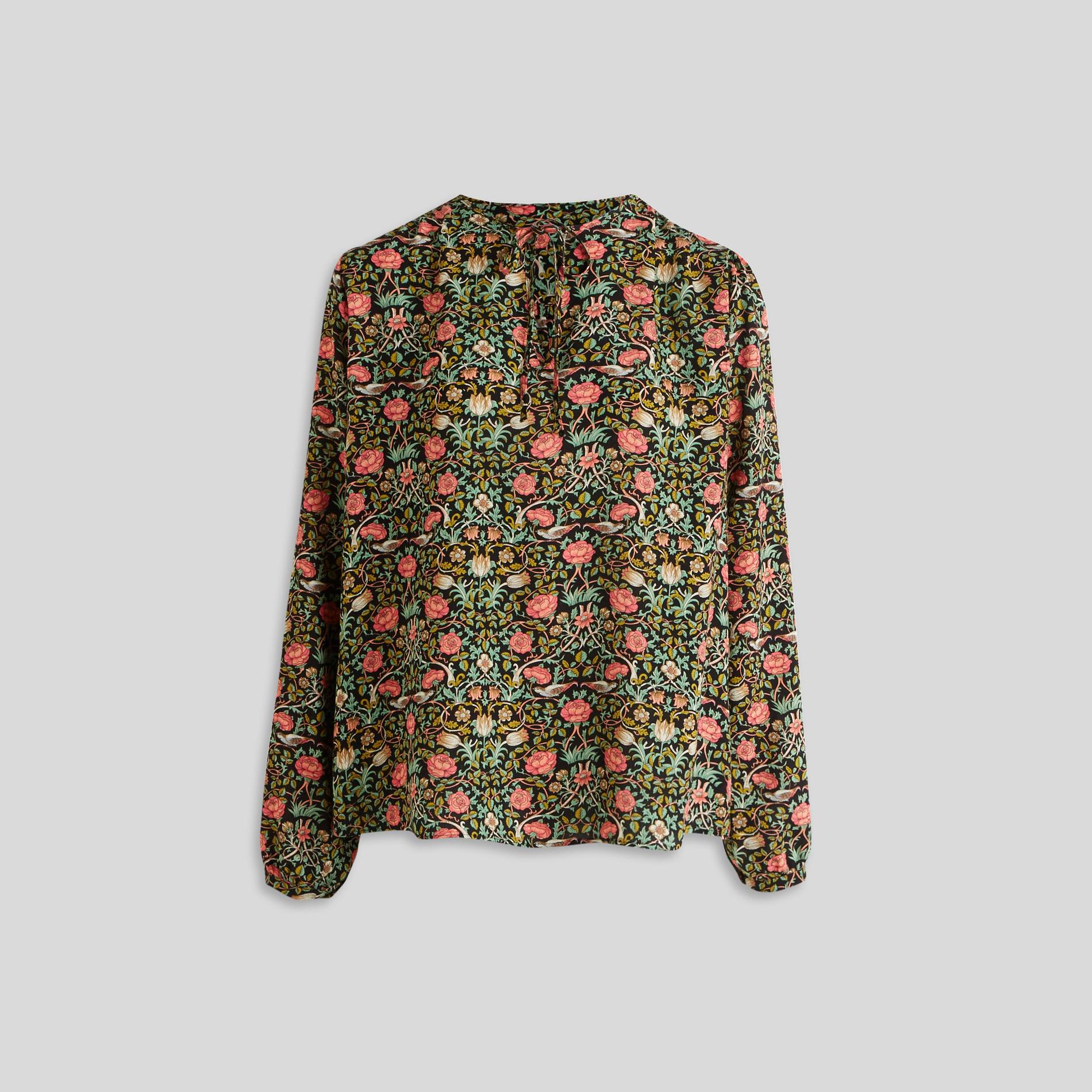 Blouse col V imprimé floral, Noir, large image number 0