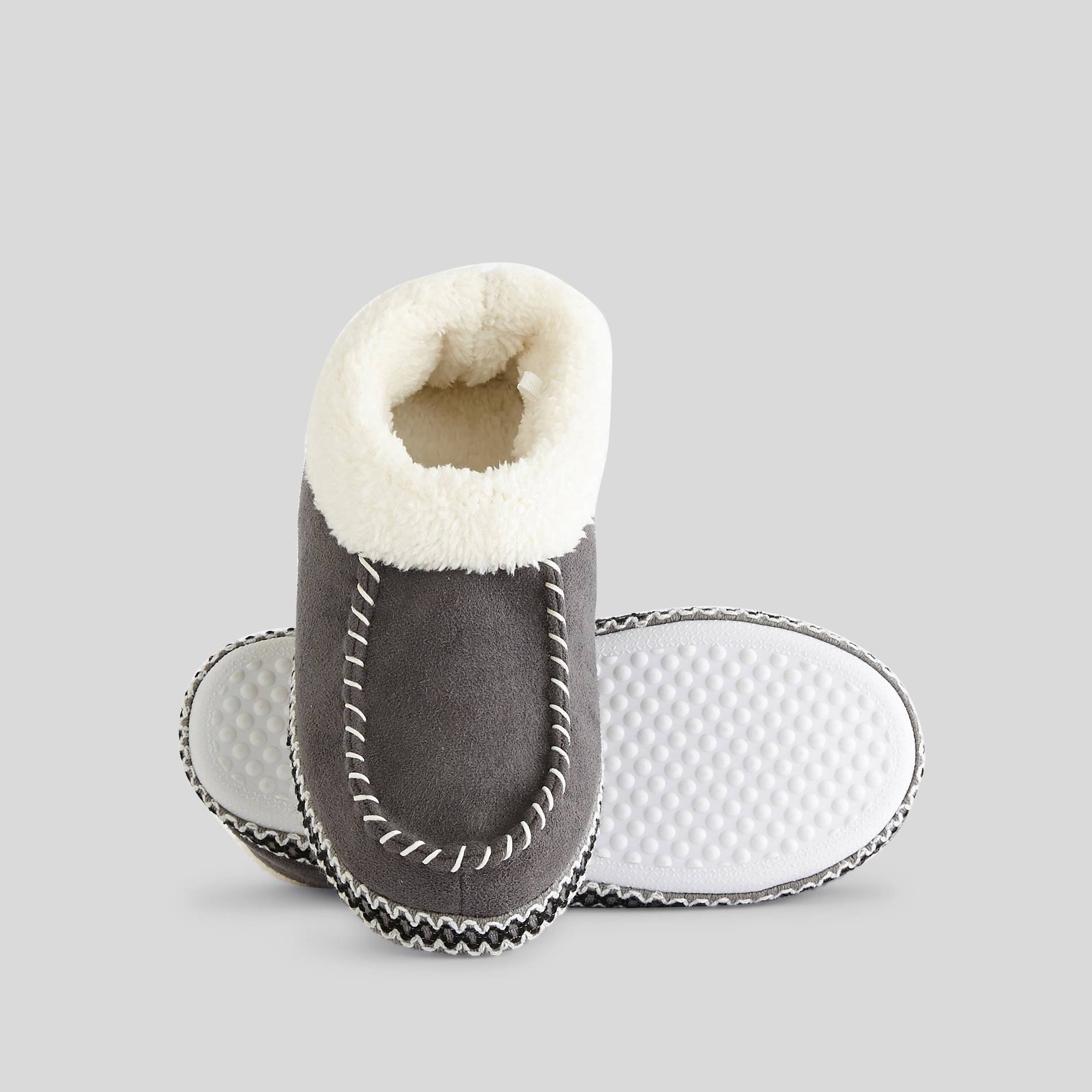 Chausson mocassins fourrés, Gris moyen, large image number 1