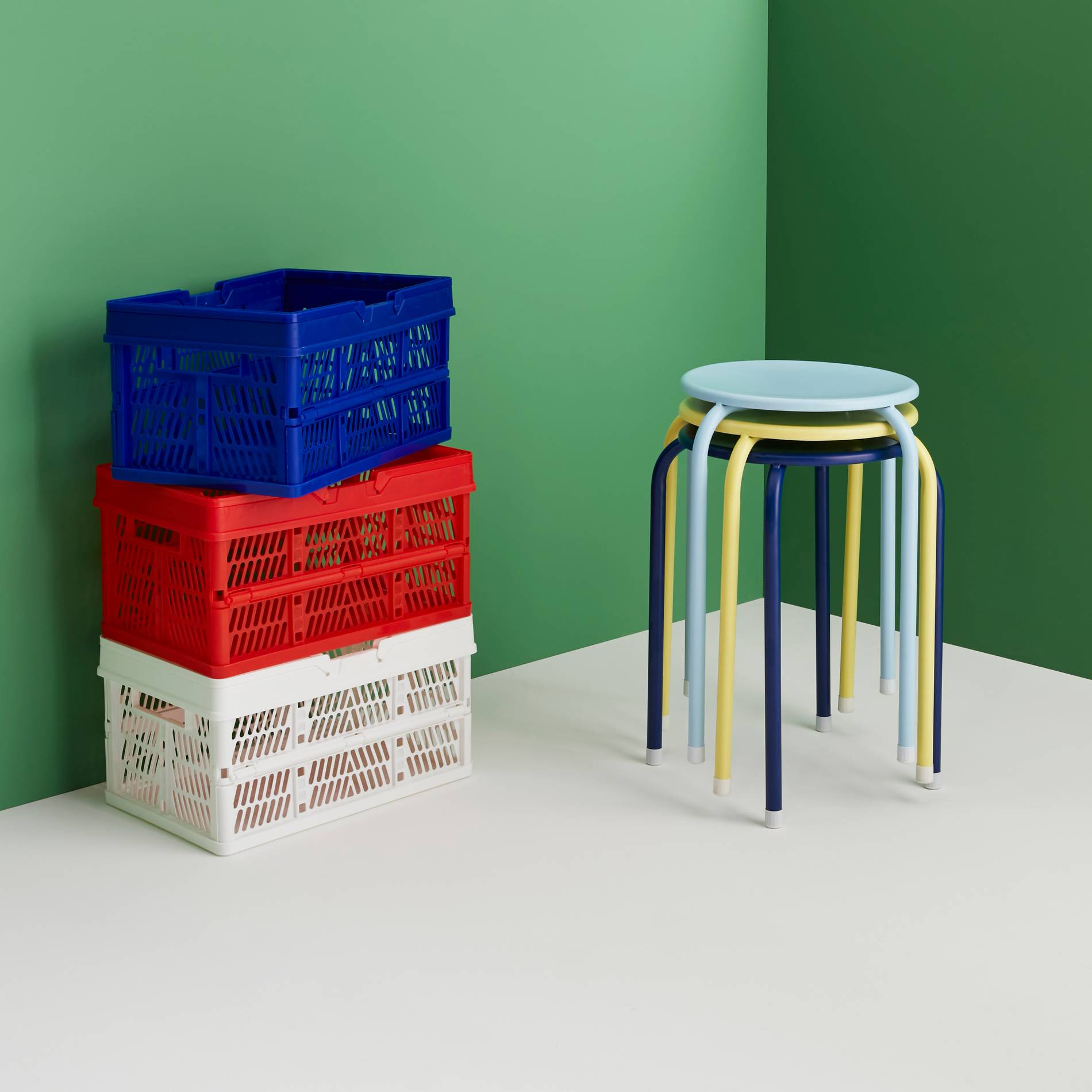 Tabouret empilable, D30 x H45 cm, en métal, Bleu pâle, large image number 2.0