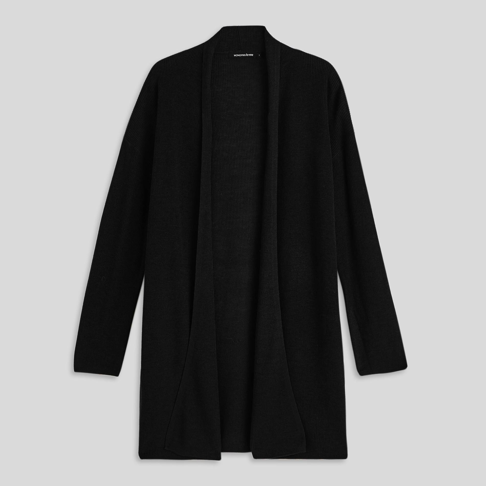 Gilet long côtelé, Noir, large image number 2