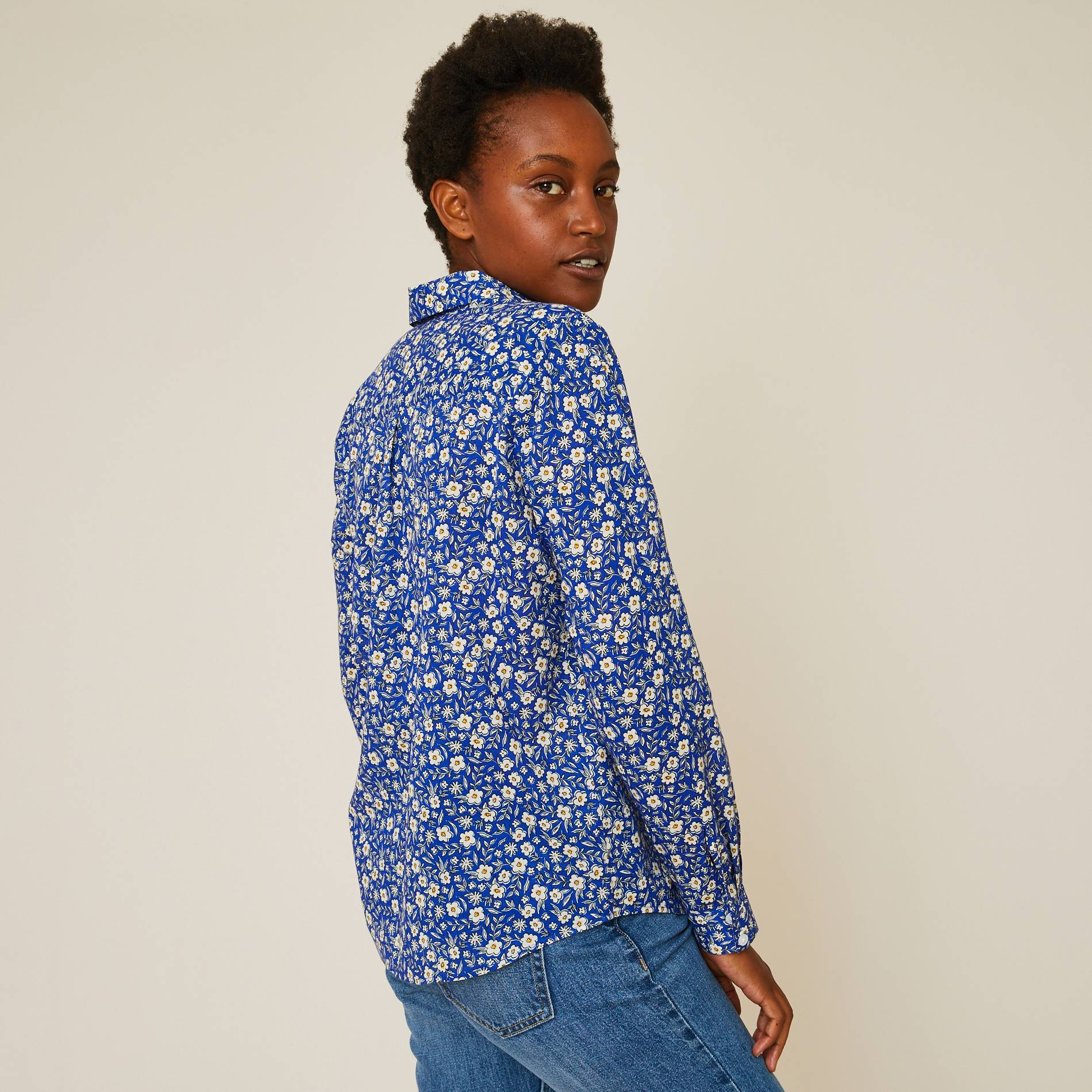 Chemise imprimée en coton BIO, Bleu vif, large image number 1