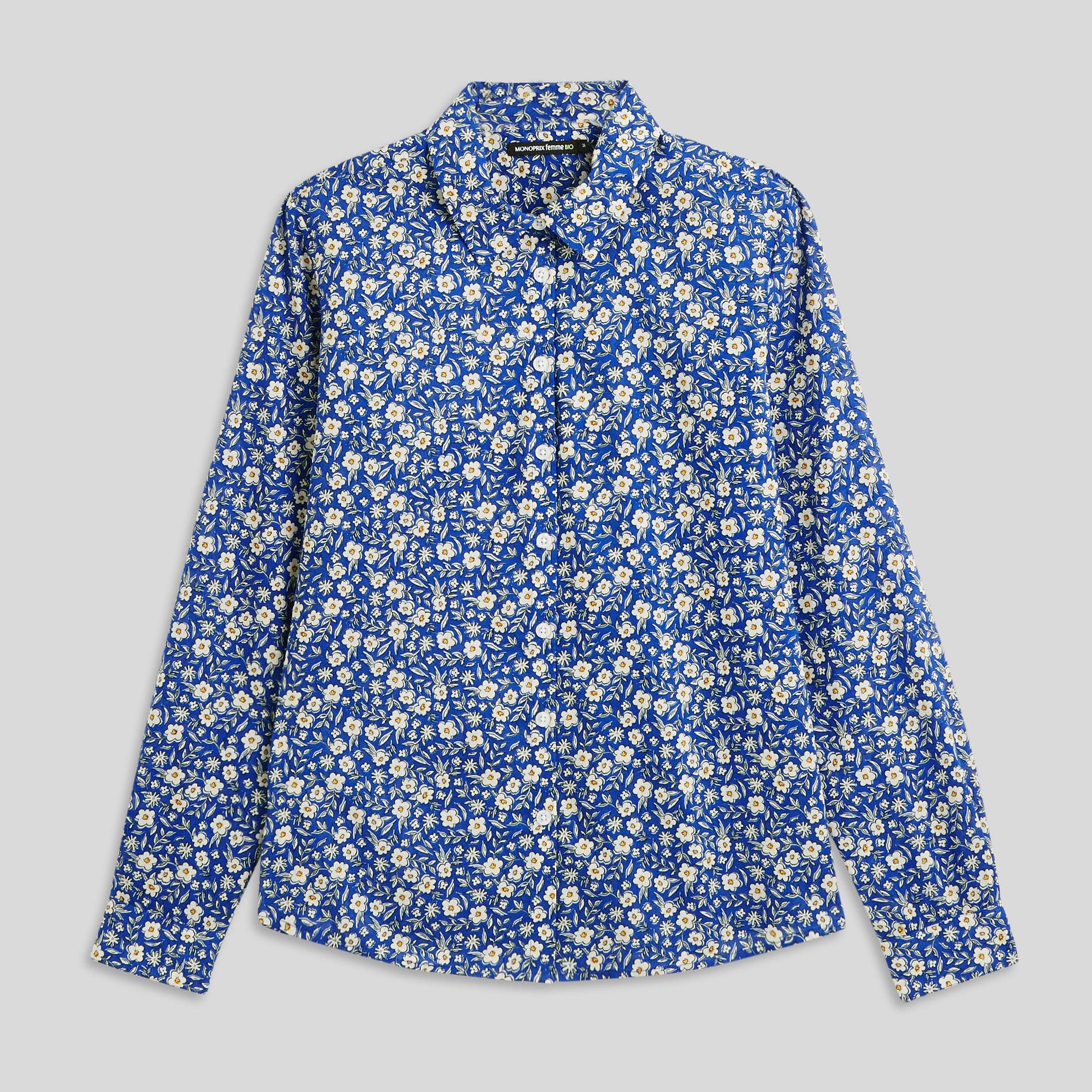 Chemise imprimée en coton BIO, Bleu vif, large image number 2